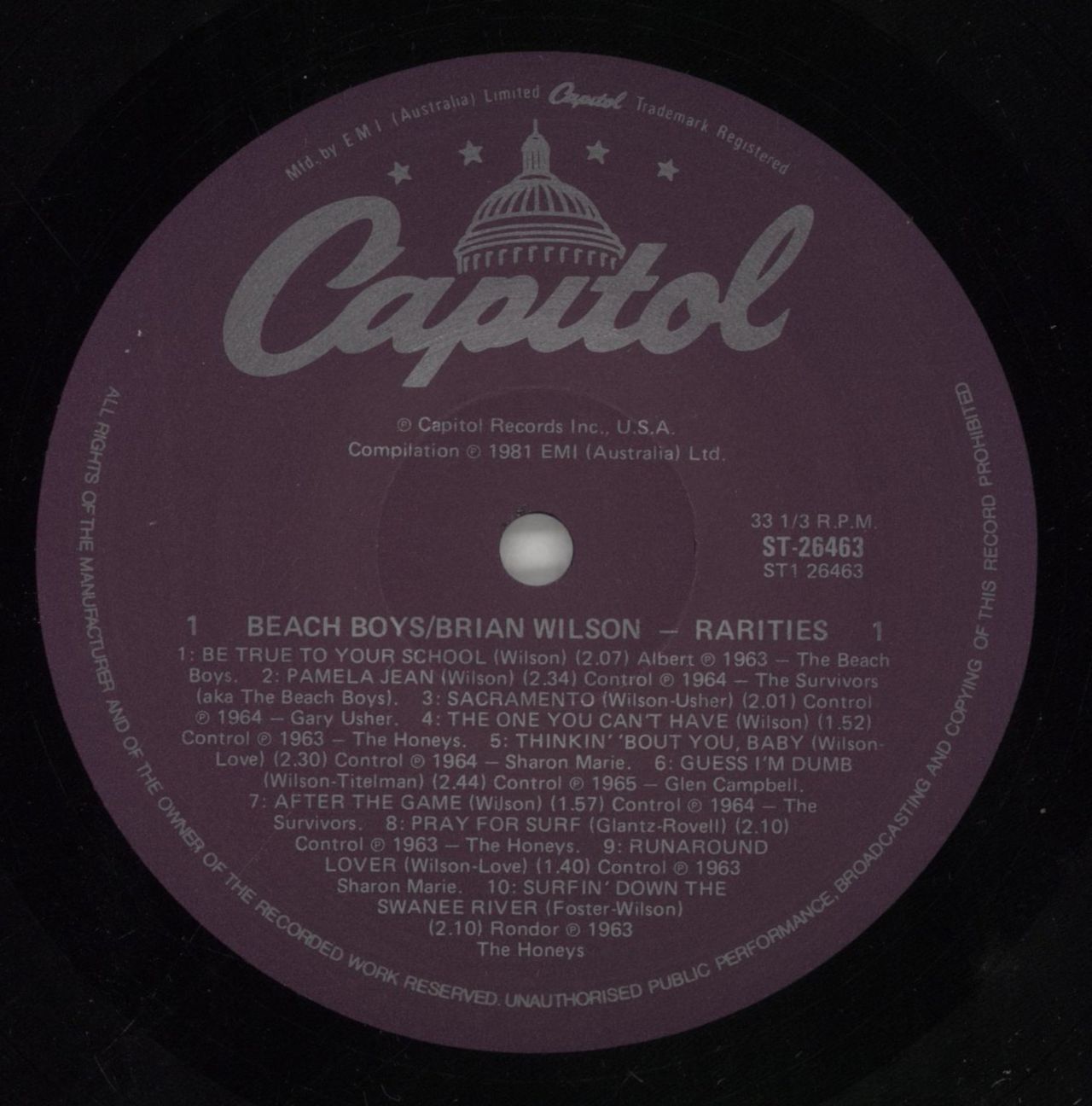 The Beach Boys Rarities Australian Vinyl LP