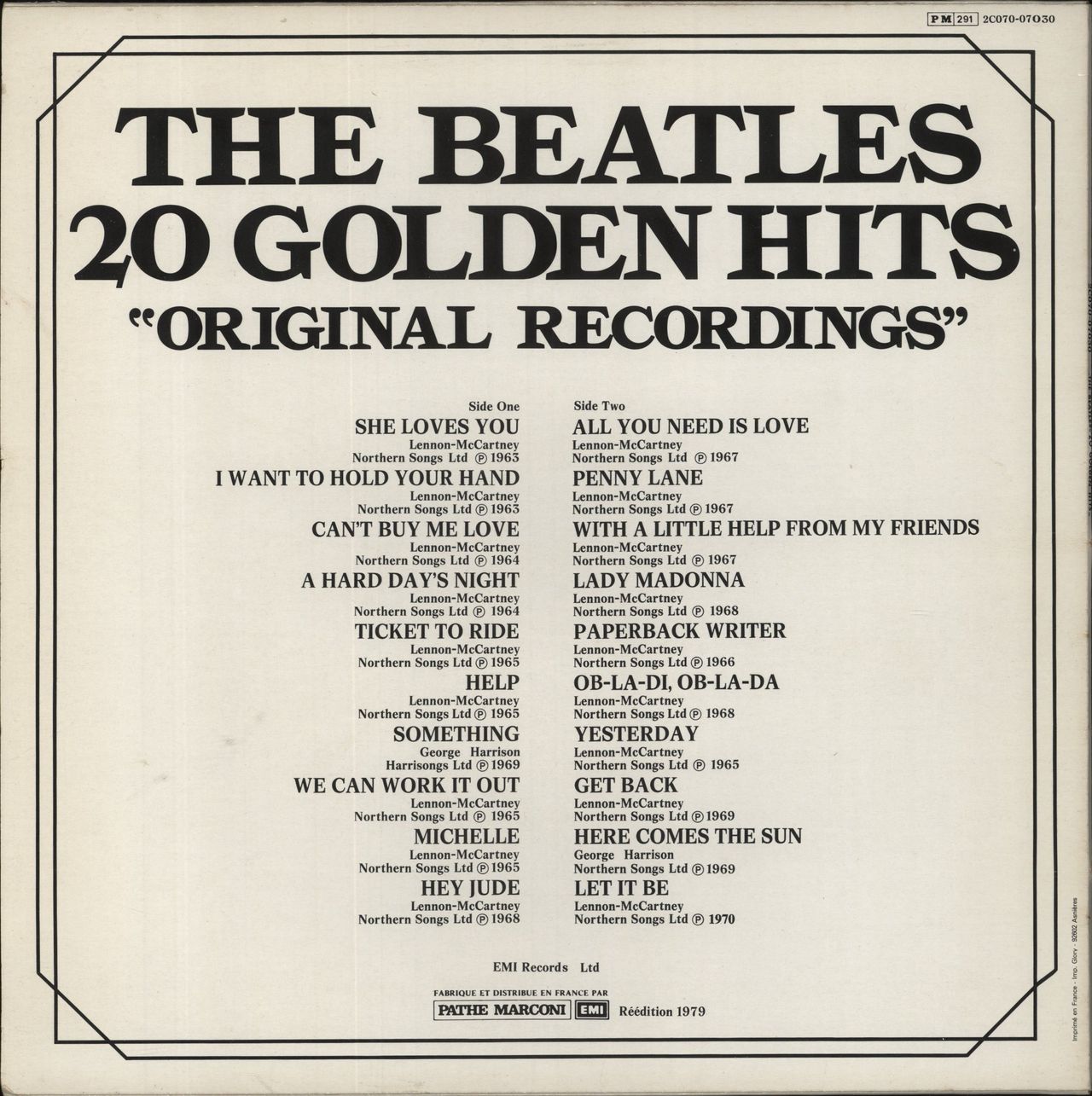 The Beatles 20 Golden Hits - Stickered French Vinyl LP