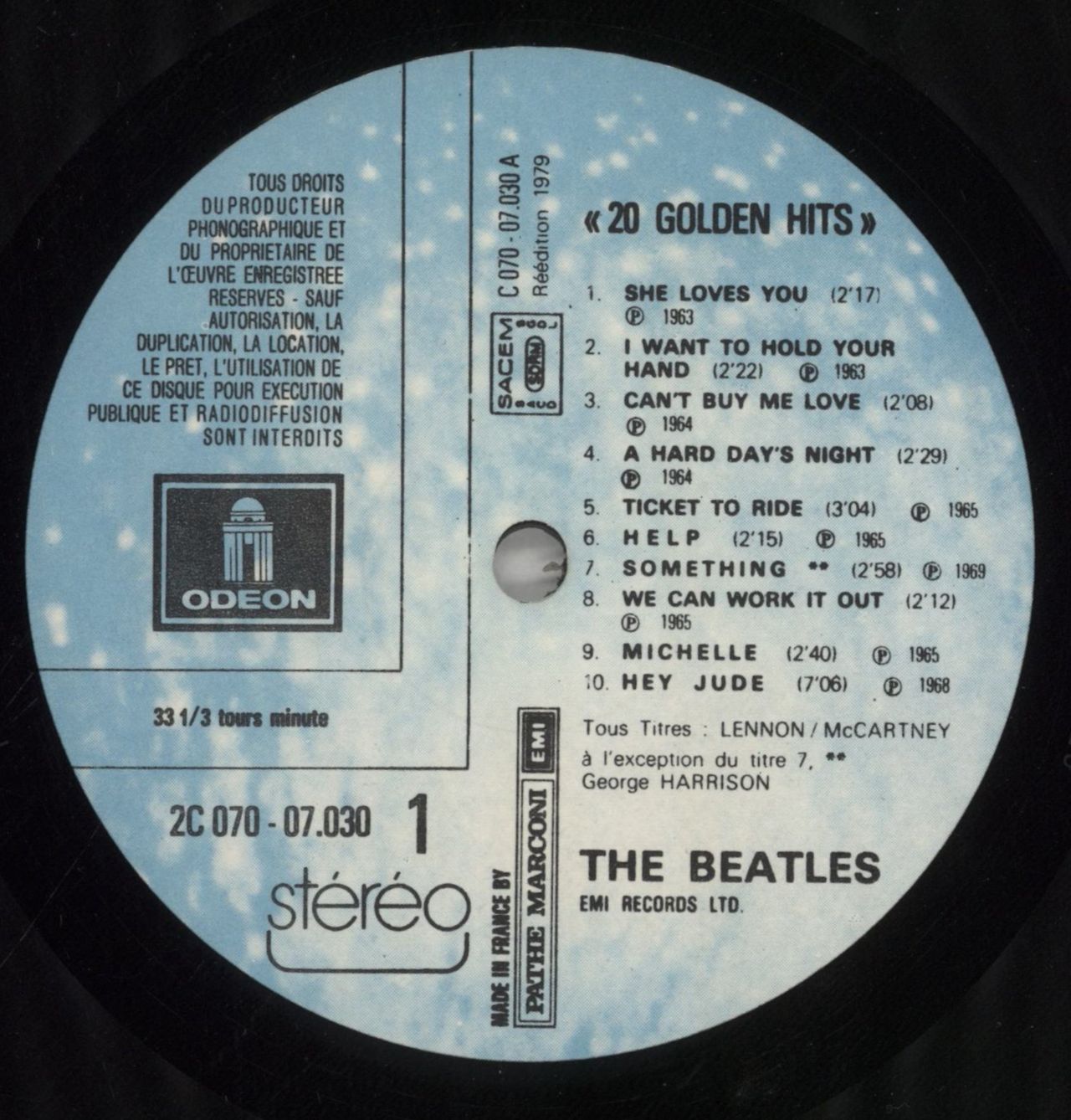 The Beatles 20 Golden Hits - Stickered French Vinyl LP