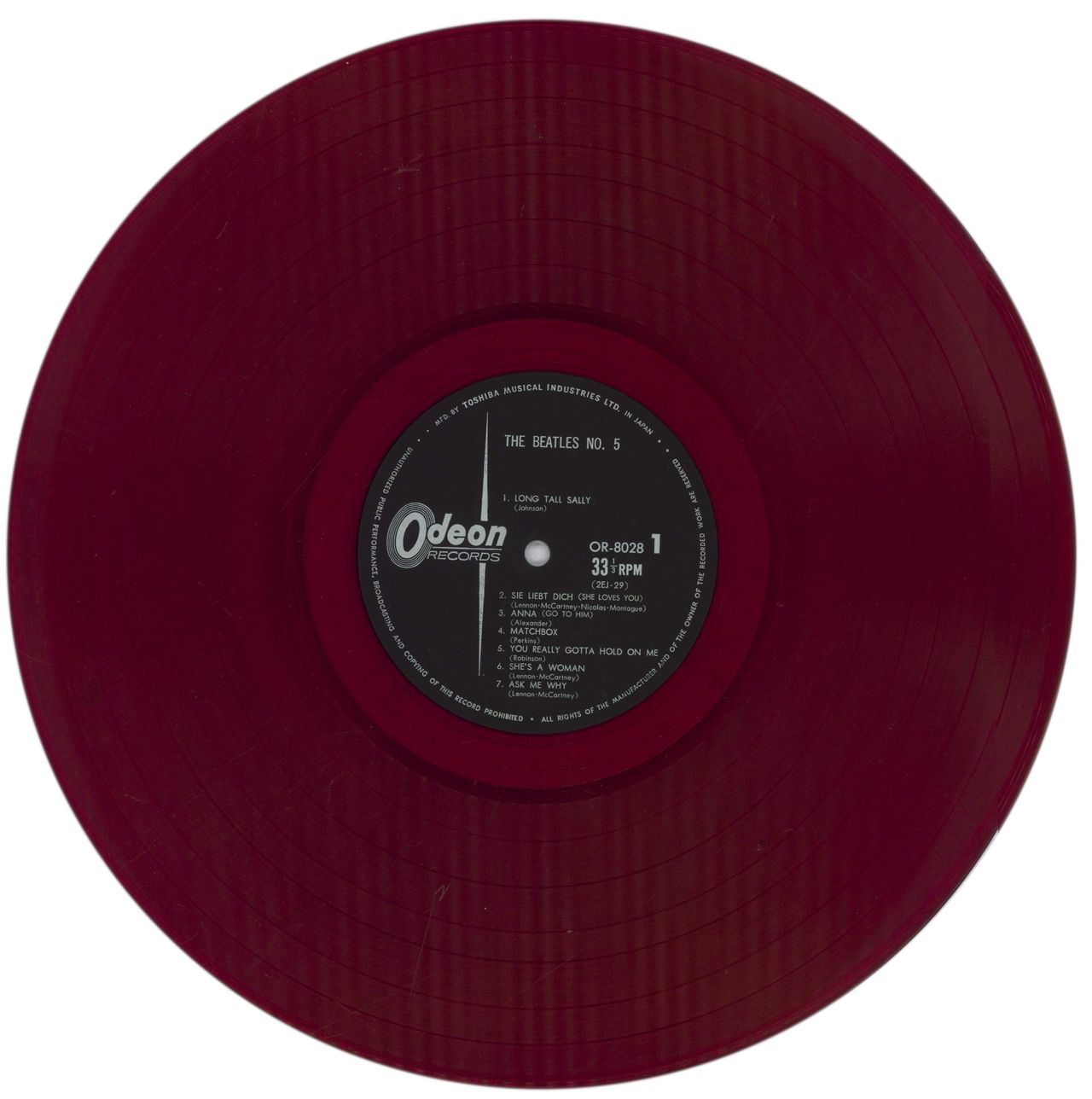 The Beatles Beatles No.5 - Red Vinyl + Green Point Obi Japanese Vinyl LP