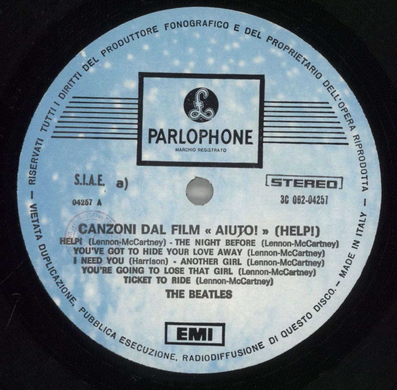 The Beatles Help Italian Vinyl LP