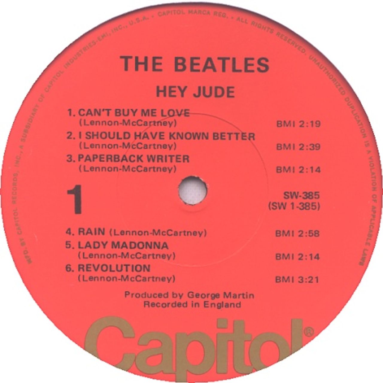 The Beatles Hey Jude - Peach US Vinyl LP