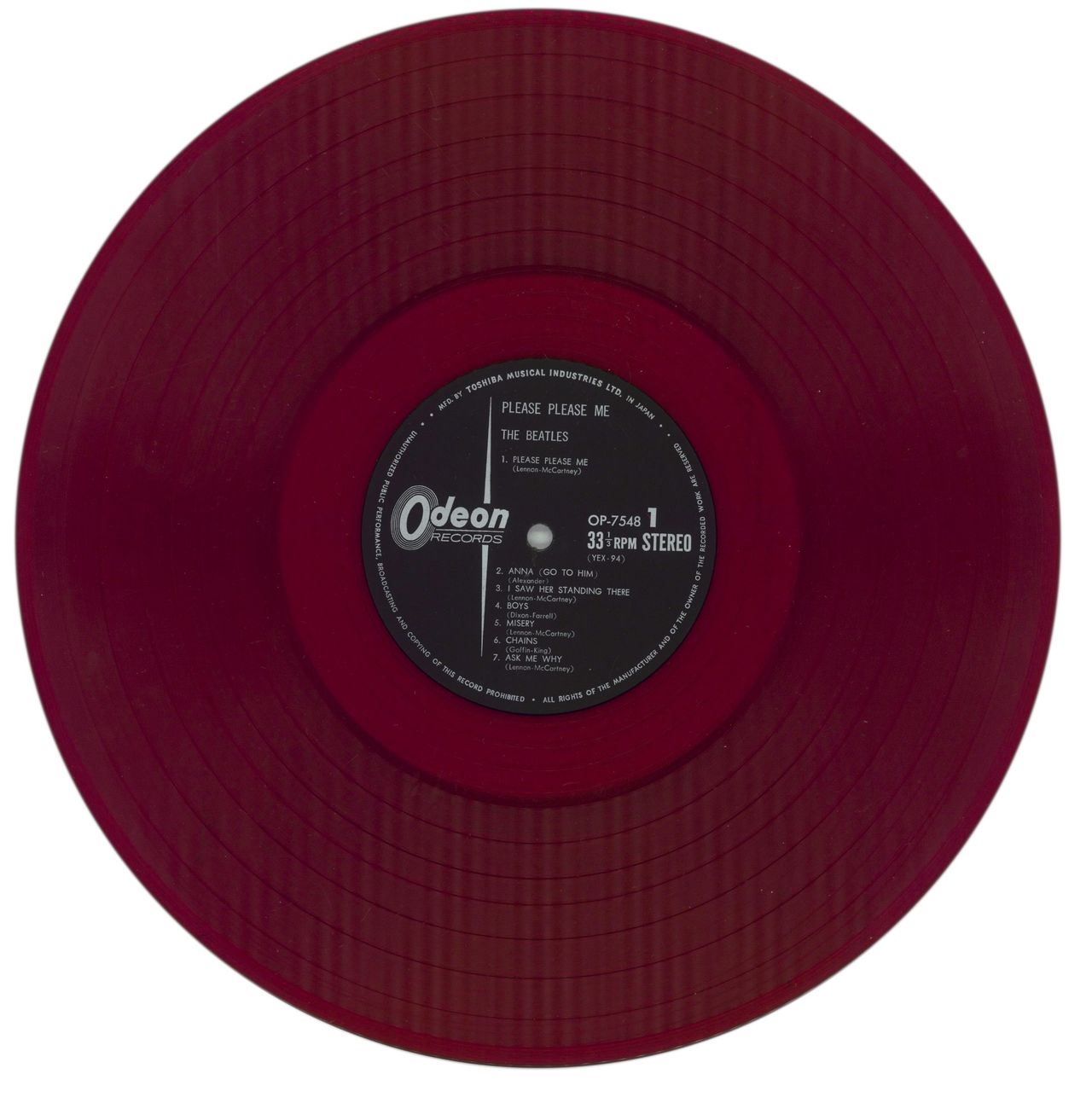 The Beatles Please Please Me - 1st Odeon Issue - Red Vinyl Japanese Vinyl LP