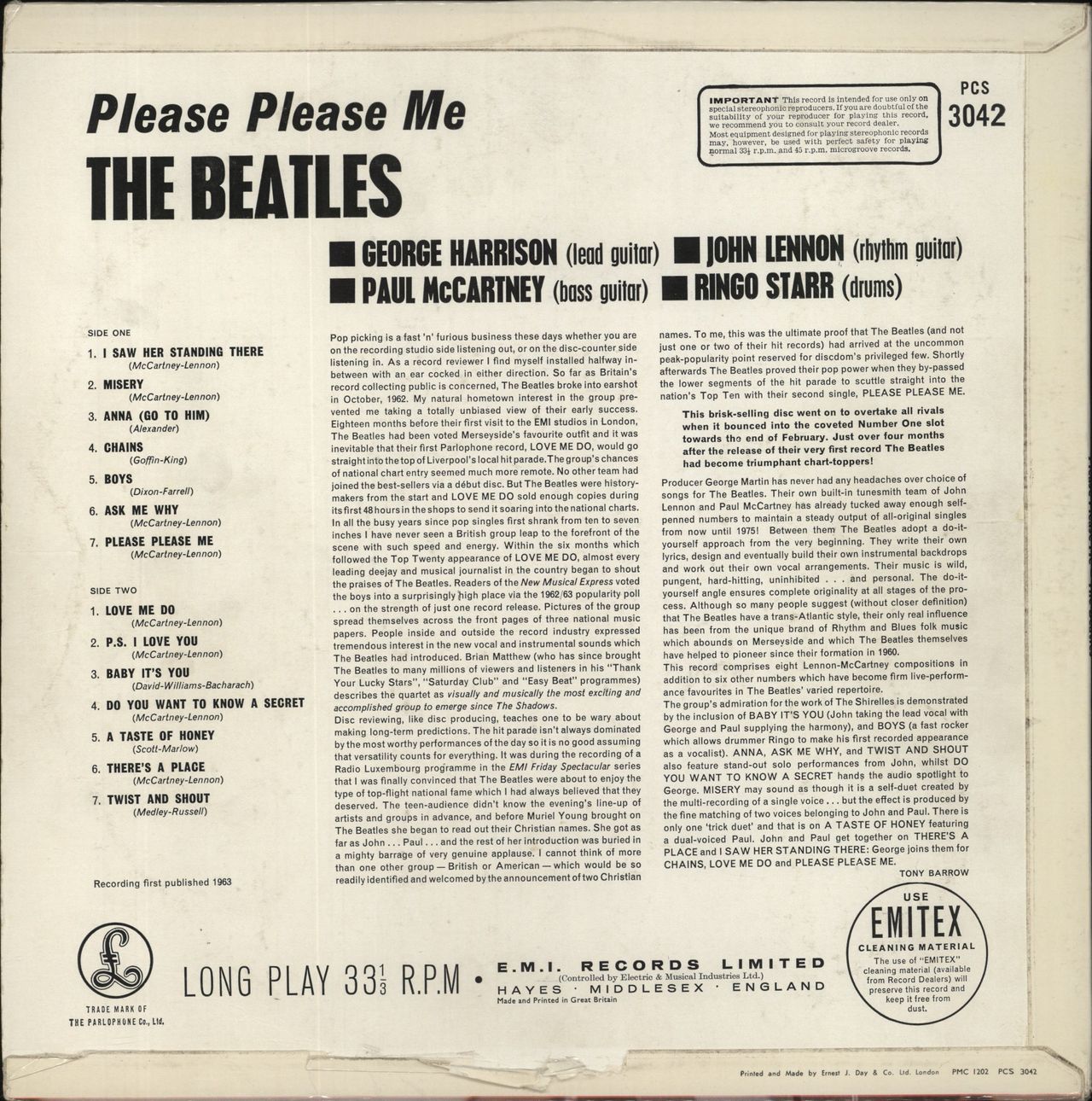 The Beatles Please Please Me - 4th - VG UK Vinyl LP