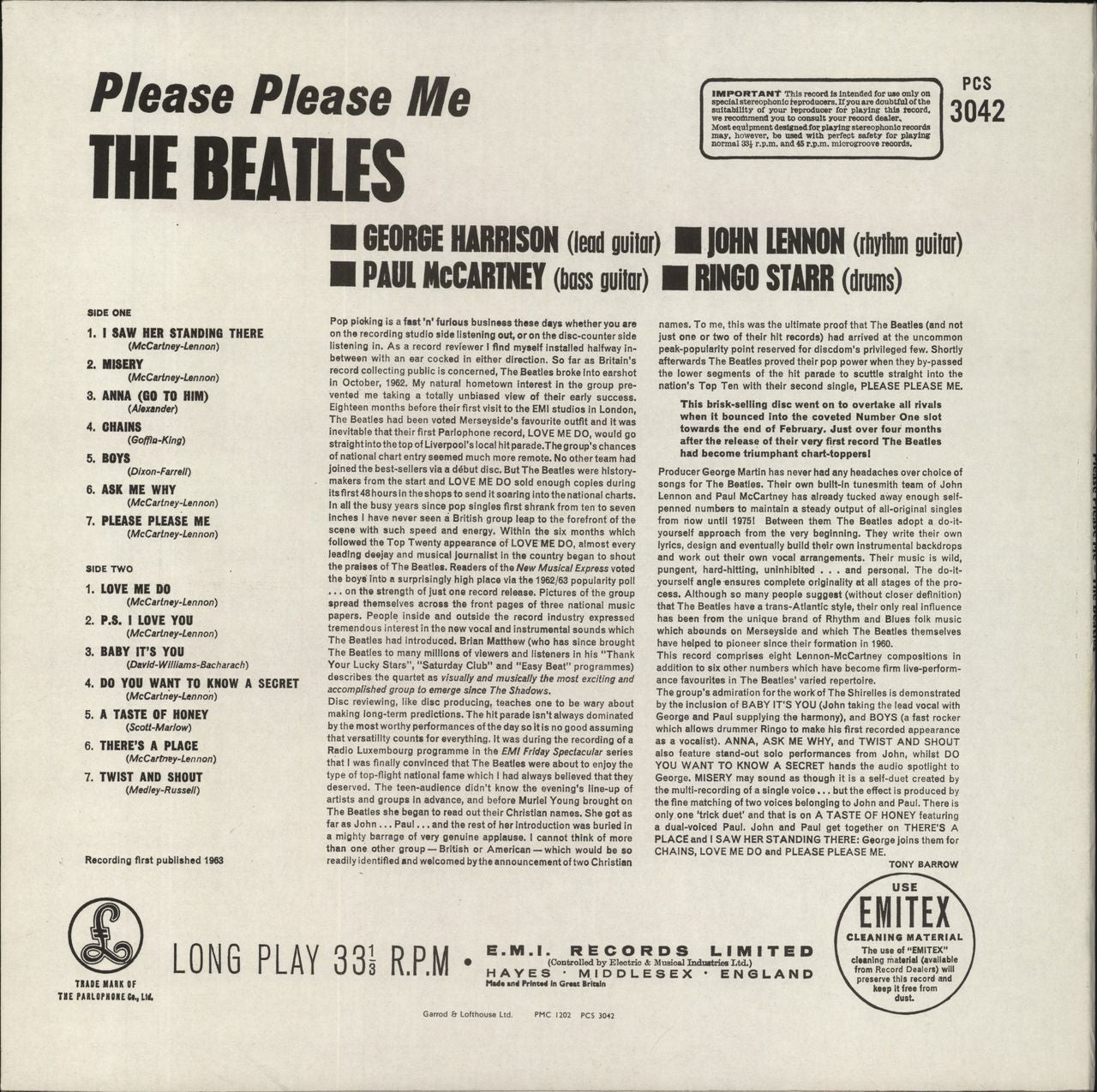 The Beatles Please Please Me - Early 80s - All Rights UK Vinyl LP