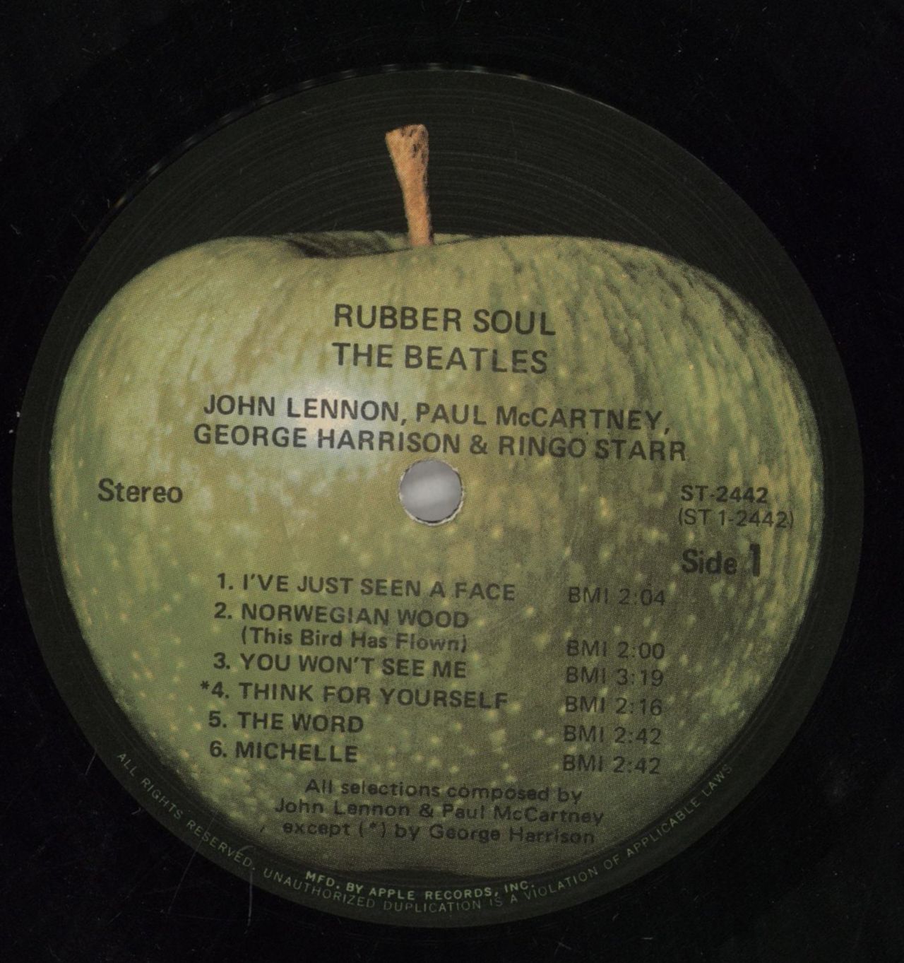 The Beatles Rubber Soul - Mfd by Apple Label/Sliced Side US Vinyl LP