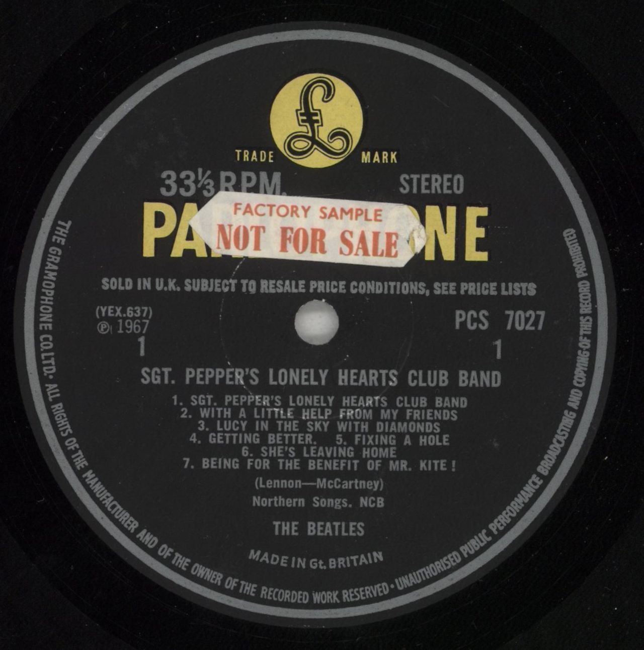 The Beatles Sgt. Pepper's - 1st - Factory Sample UK Vinyl LP