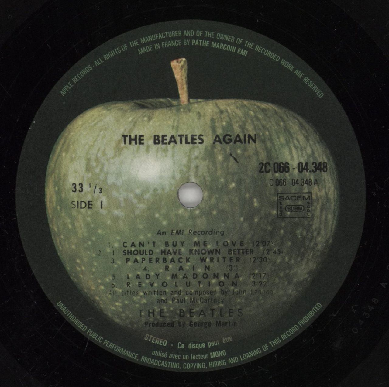 The Beatles The Beatles Again French Vinyl LP