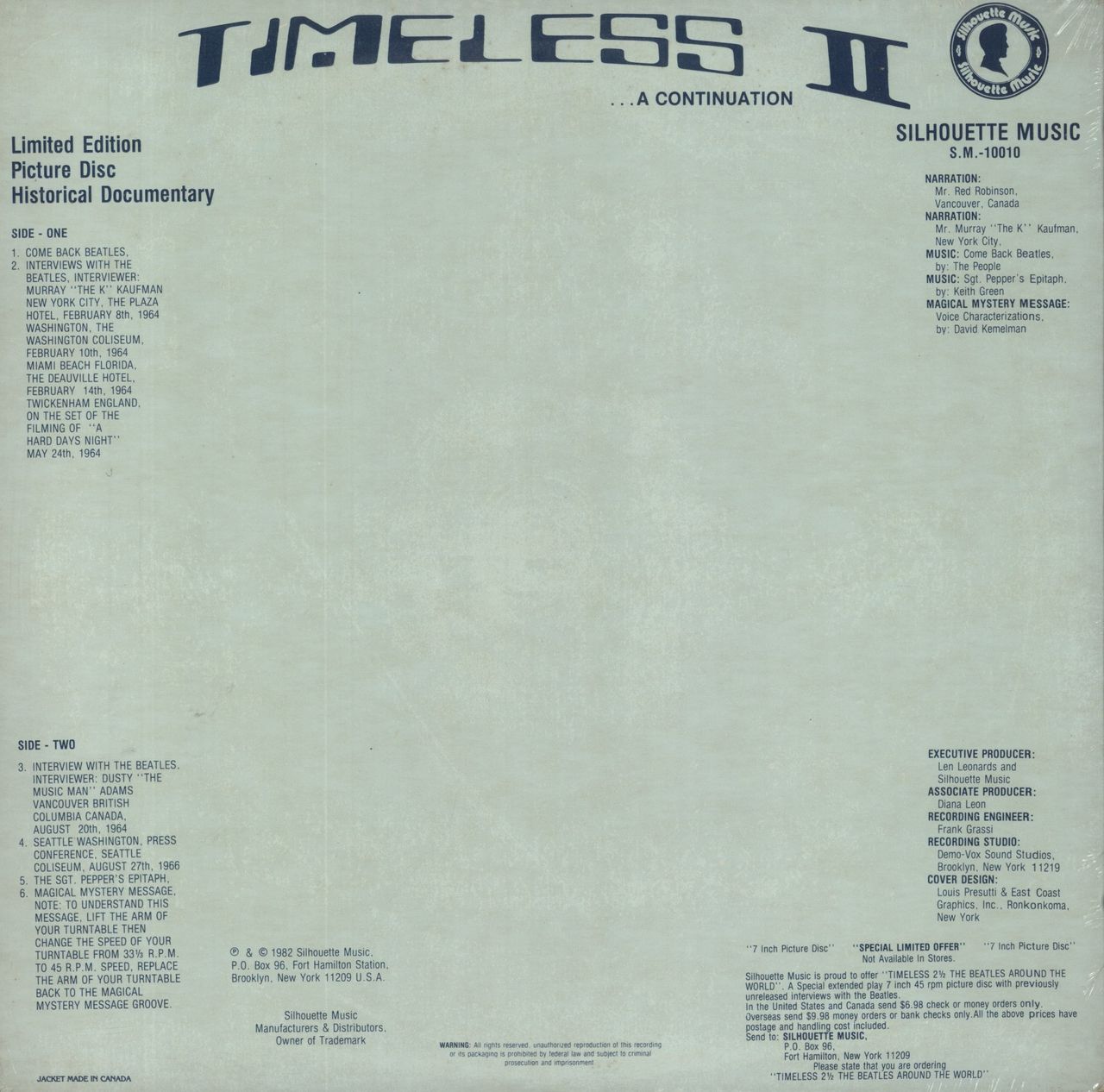 The Beatles Timeless II - Sealed US Picture disc LP