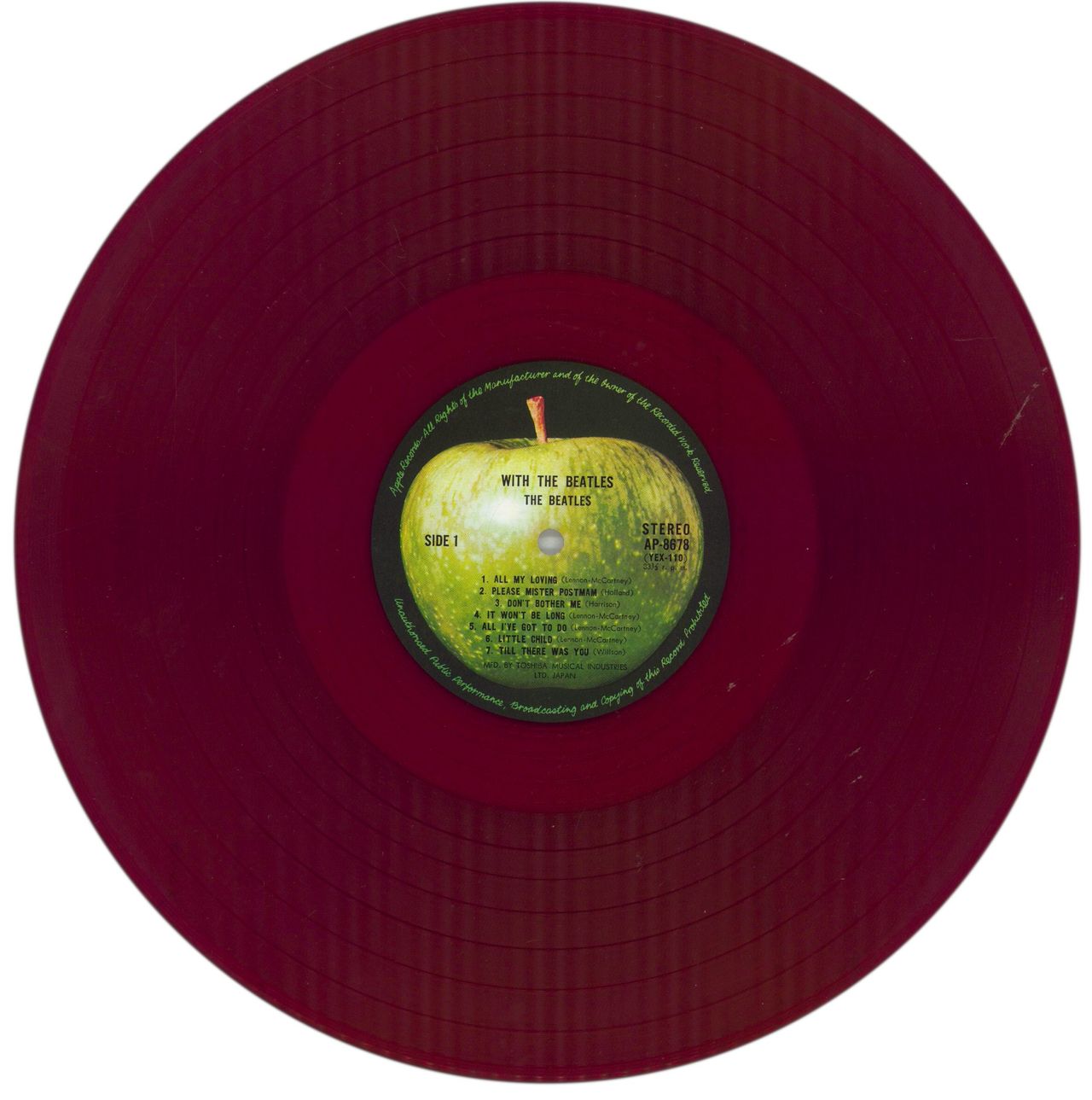 The Beatles With The Beatles - 2nd Apple - Red Vinyl + Orange Obi Japanese Vinyl LP