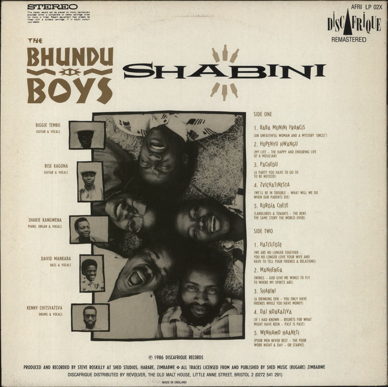 The Bhundu Boys Shabini - EX UK Vinyl LP