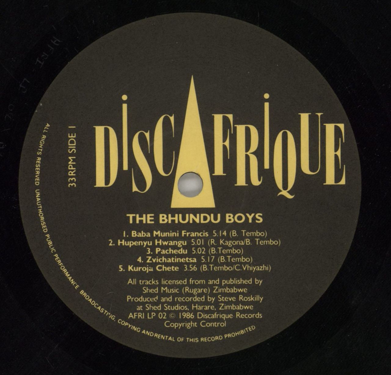 The Bhundu Boys Shabini - EX UK Vinyl LP