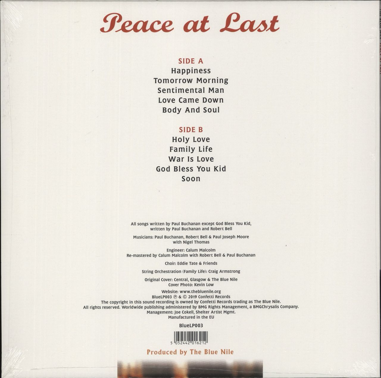 The Blue Nile Peace At Last US Vinyl LP
