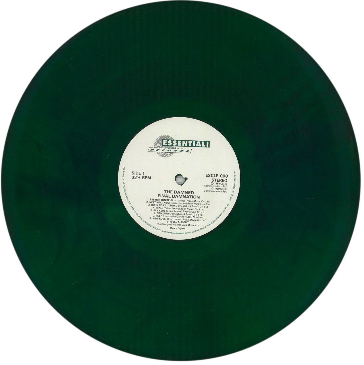 The Damned Final Damnation - Green vinyl - Complete UK Vinyl LP