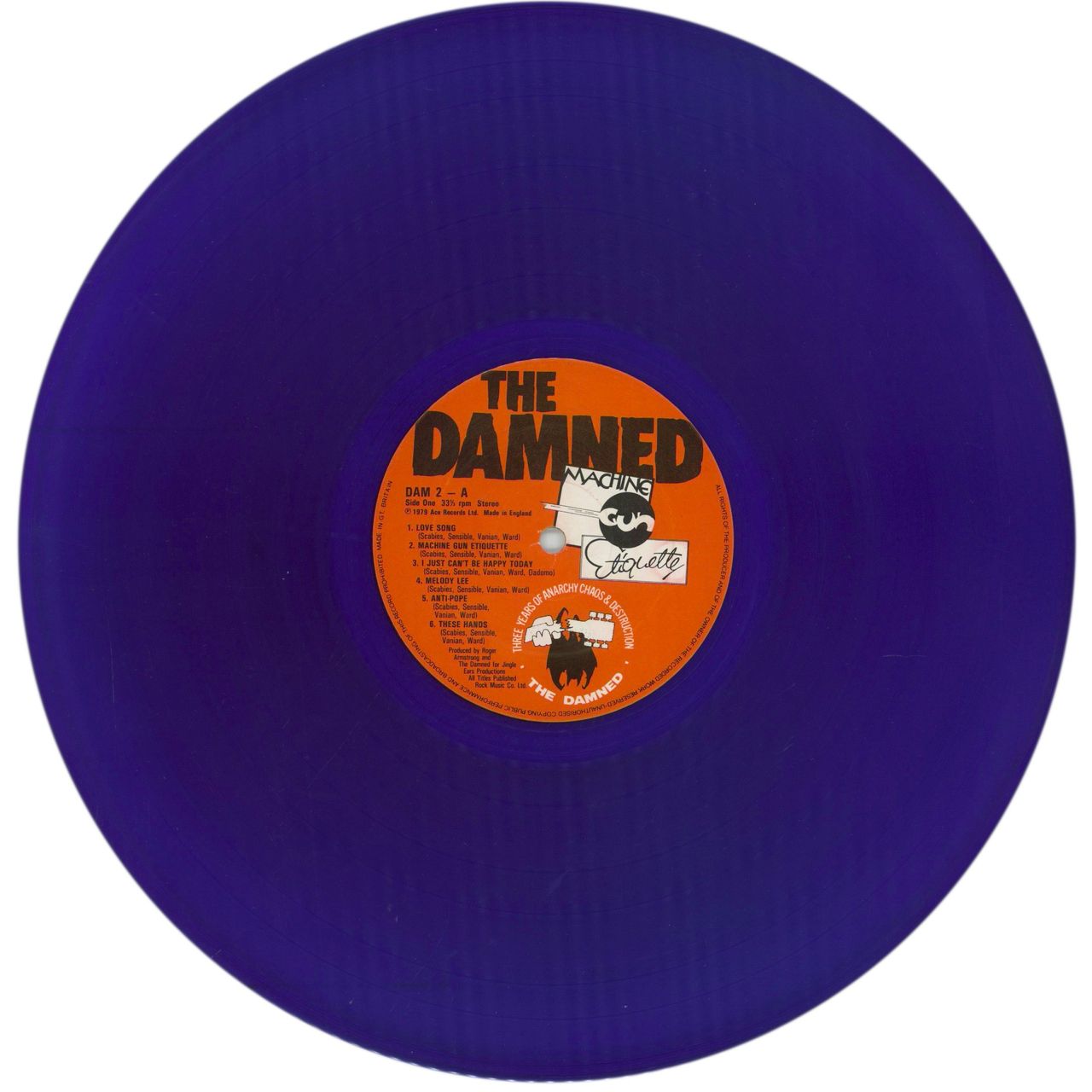 The Damned Machine Gun Etiquette - Blue Vinyl UK Vinyl LP
