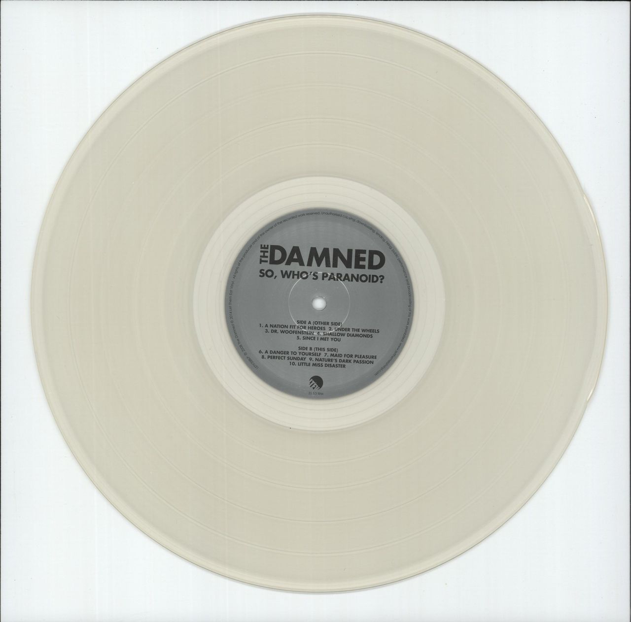 The Damned So, Who's Paranoid?  - 180Gram Clear Vinyl UK 2-LP vinyl set