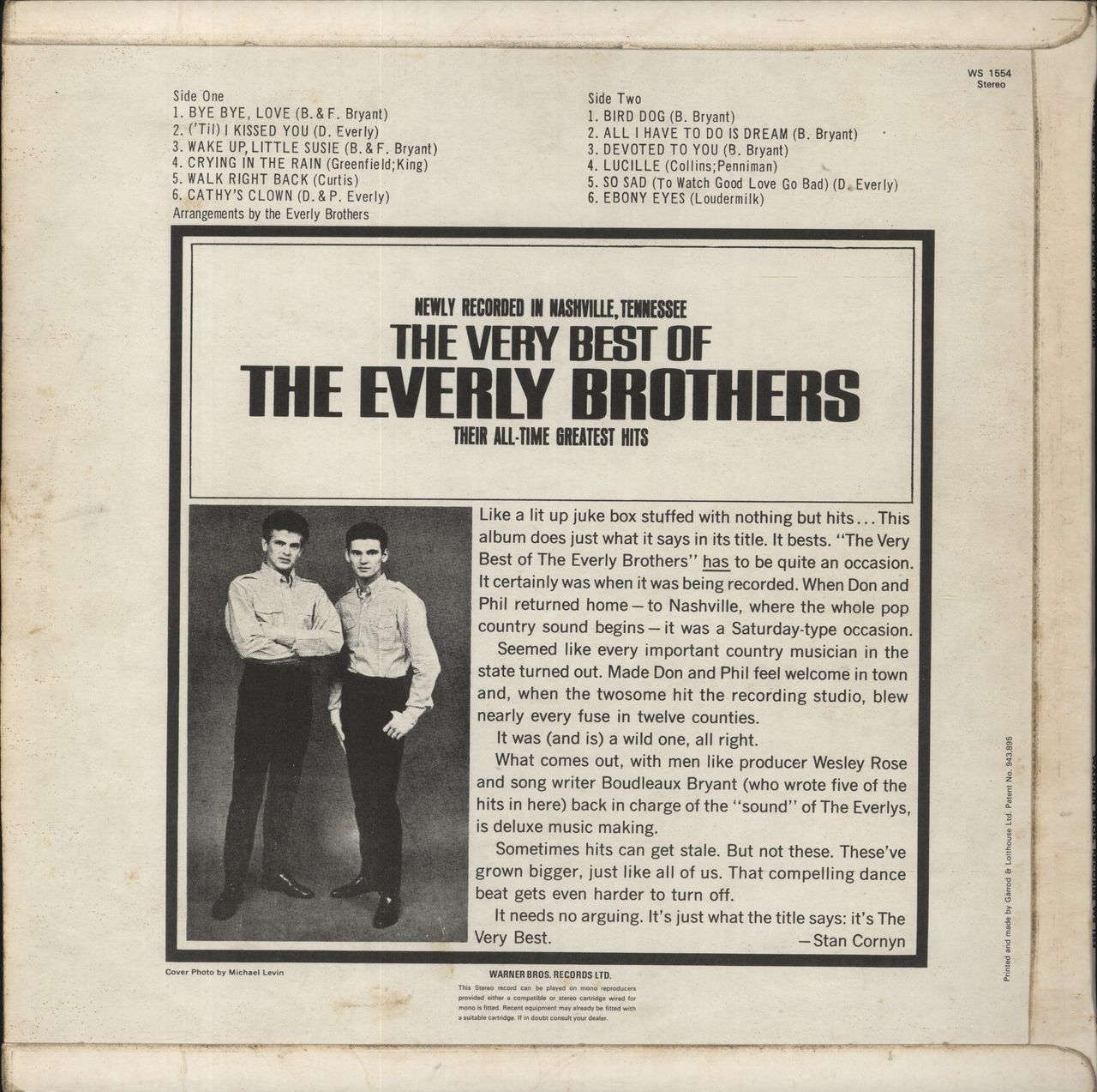 The Everly Brothers The Very Best Of The Everly Brothers - Autographed US Vinyl LP