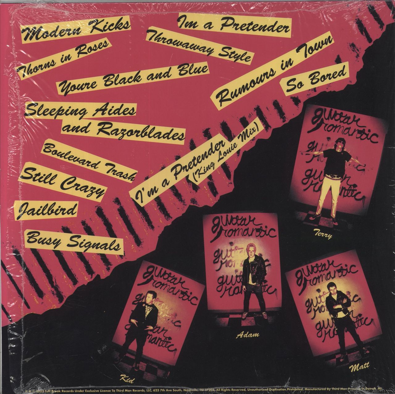 The Exploding Hearts Guitar Romantic - Pink/Yellow Wisp Clear Vinyl UK Vinyl LP