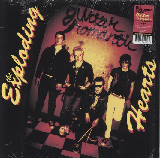 The Exploding Hearts Guitar Romantic - Pink/Yellow Wisp Clear Vinyl UK Vinyl LP