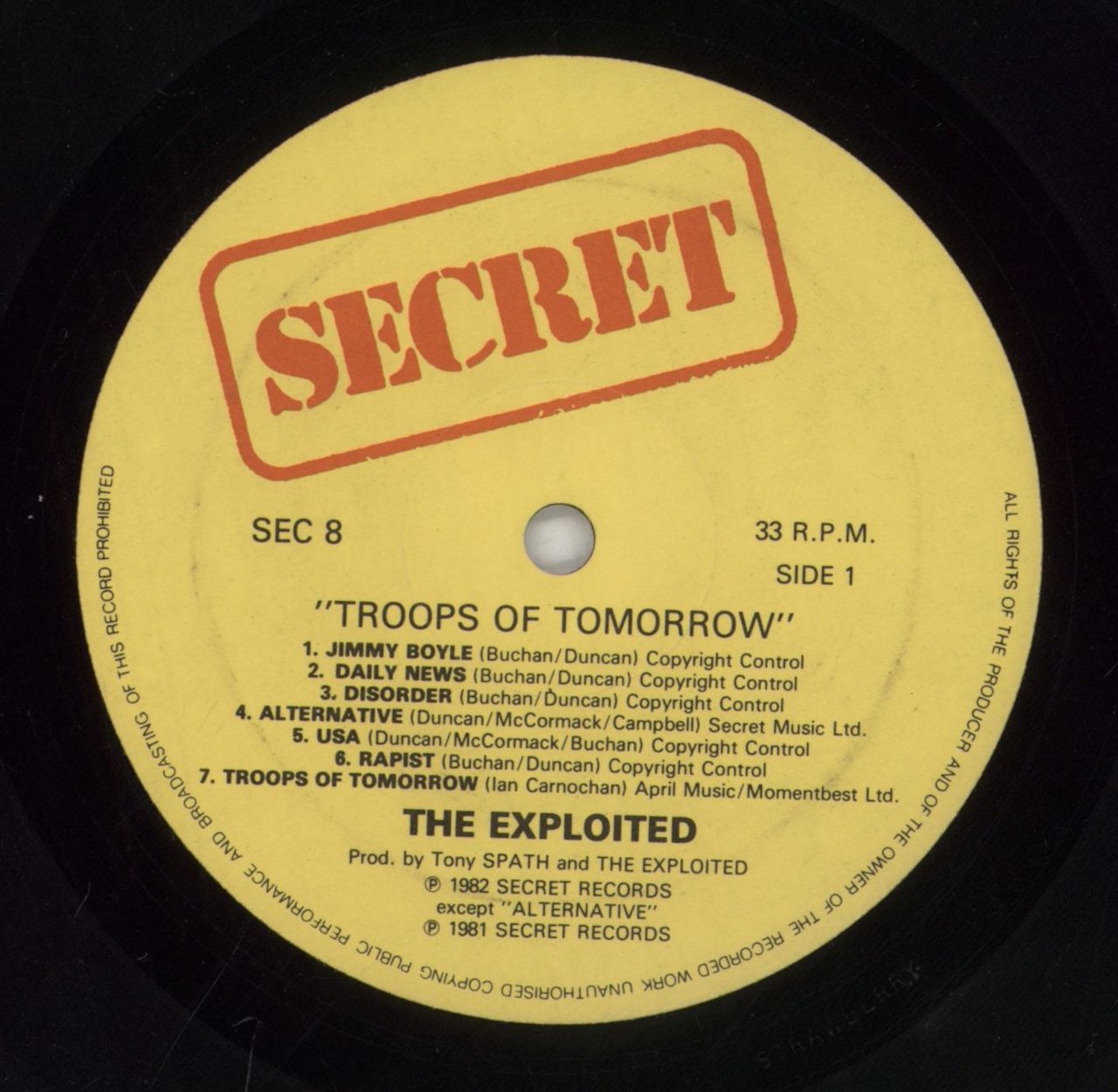 The Exploited Troops Of Tomorrow + Inner - EX UK Vinyl LP