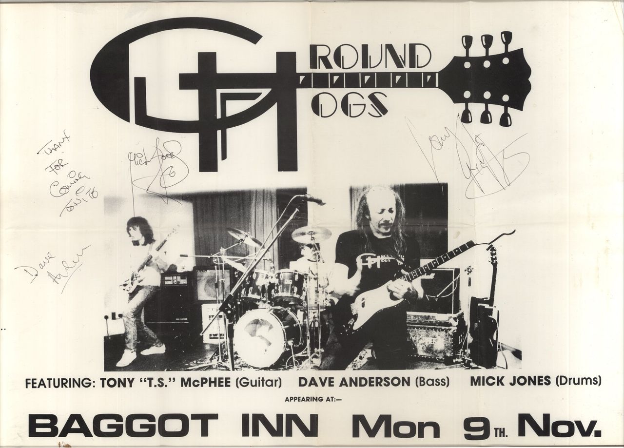 The Groundhogs Back Against The Wall +  Autographed Poster UK Vinyl LP