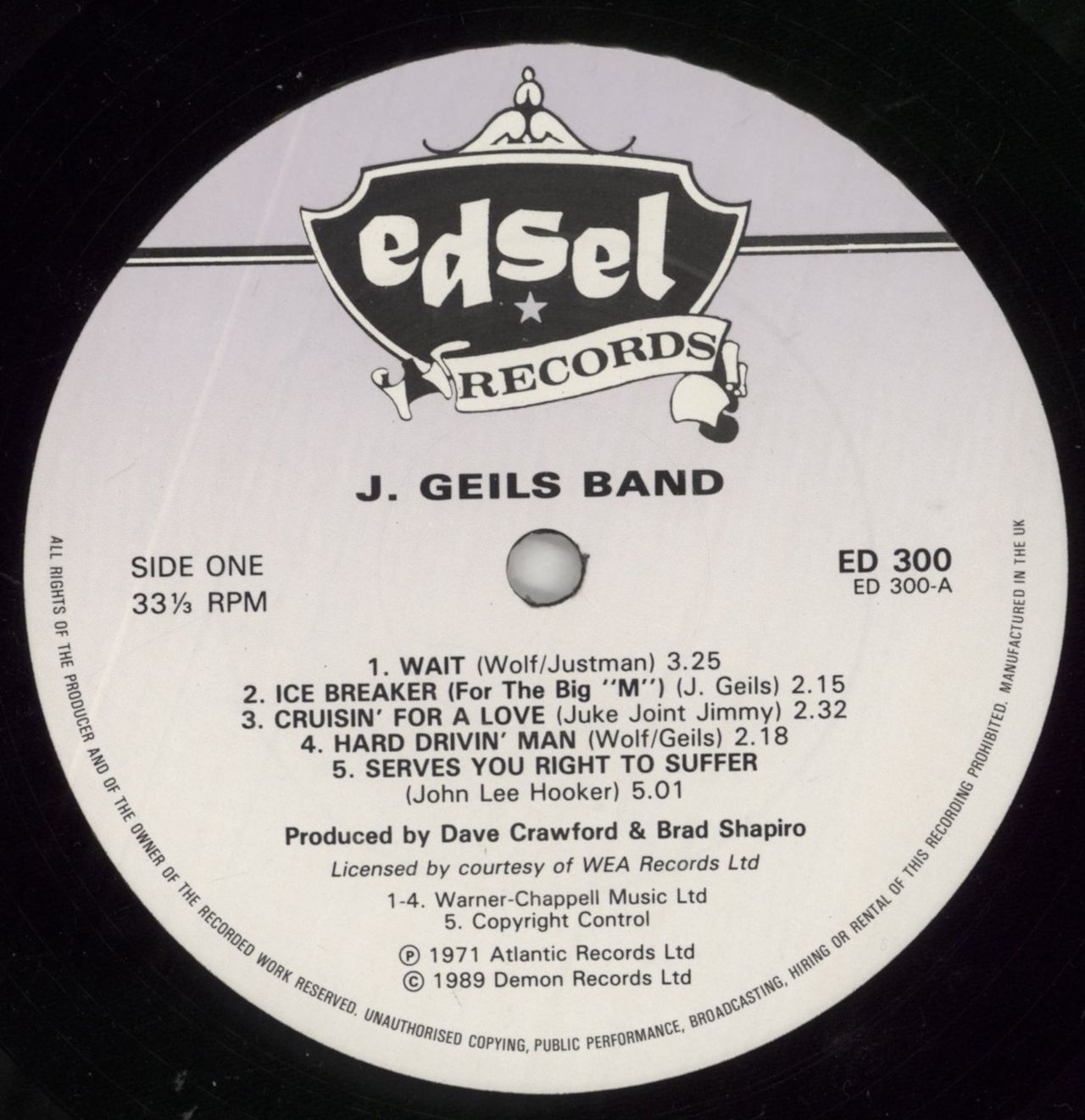 The J. Geils Band The J. Geils Band UK Vinyl LP