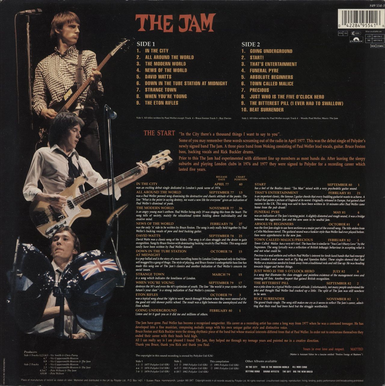 The Jam Greatest Hits UK Vinyl LP