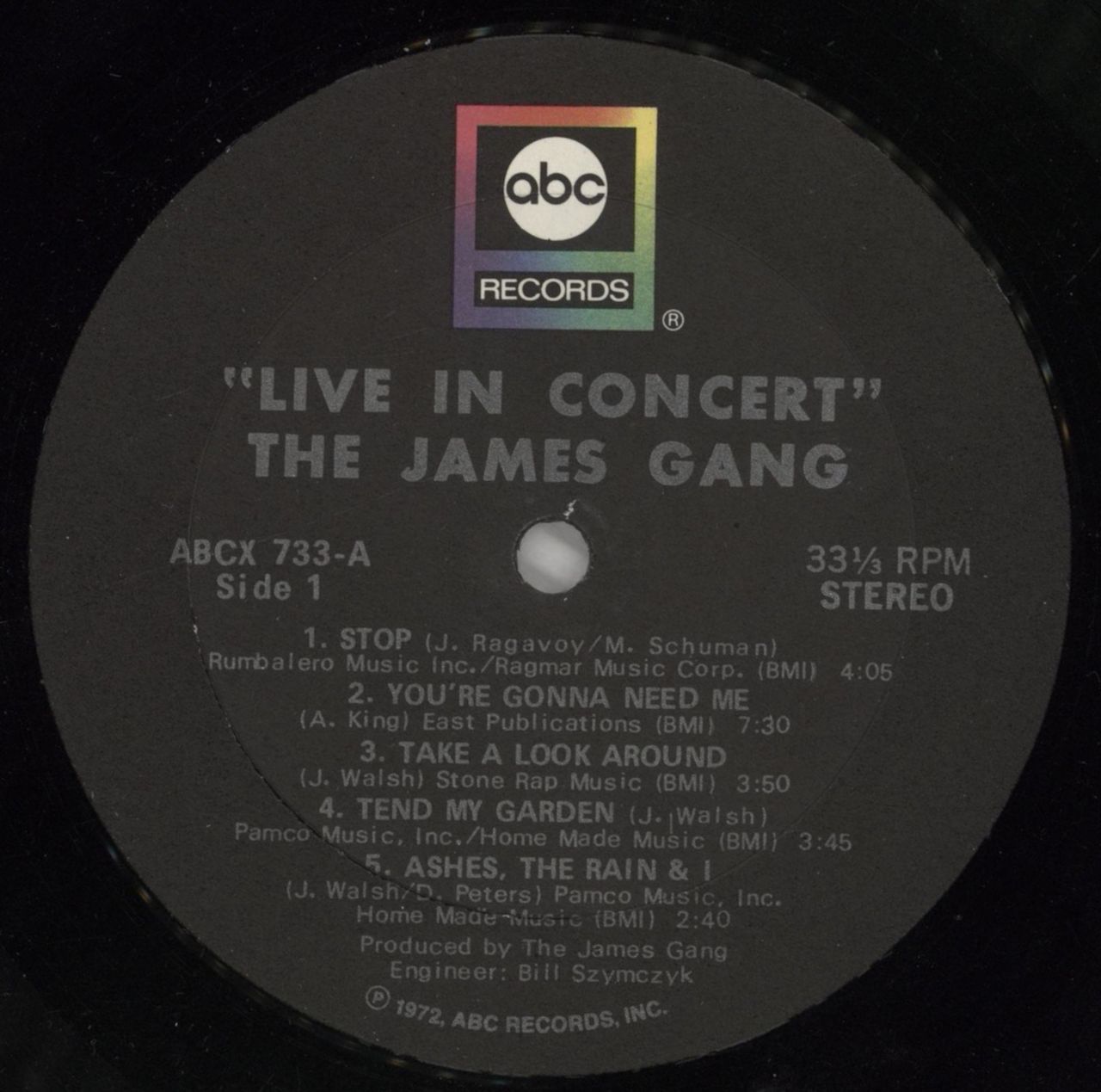 The James Gang Live In Concert US Vinyl LP