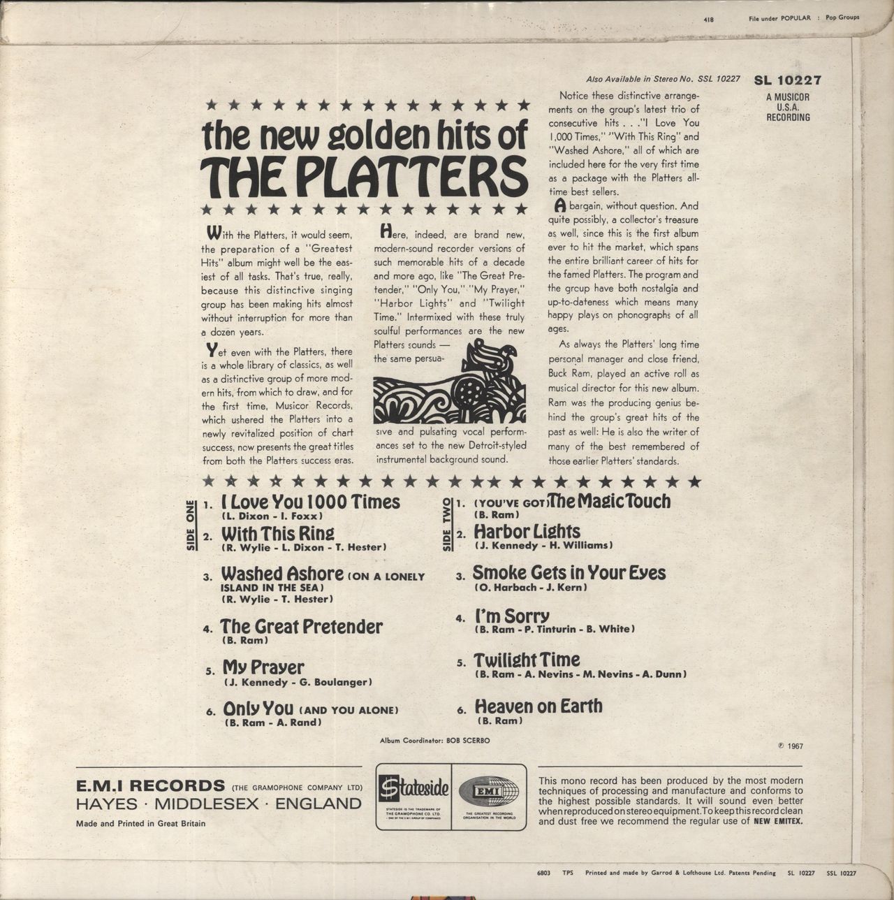 The Platters The New Golden Hits Of The Platters UK Vinyl LP