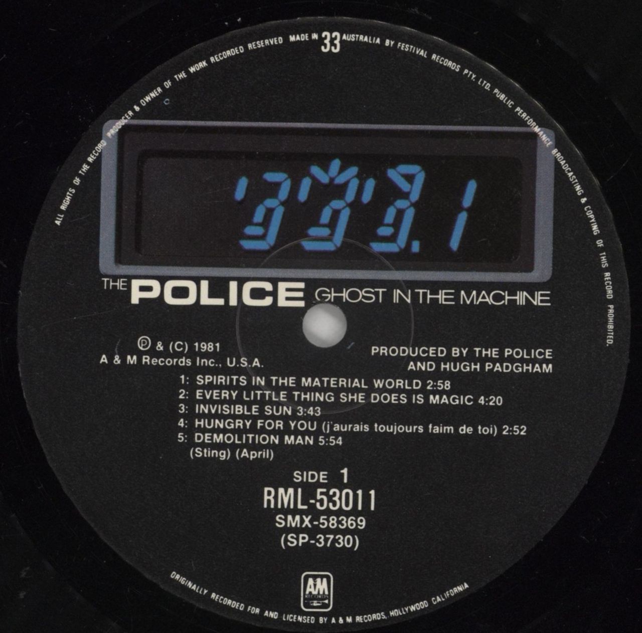 The Police Ghost In The Machine Australian Vinyl LP