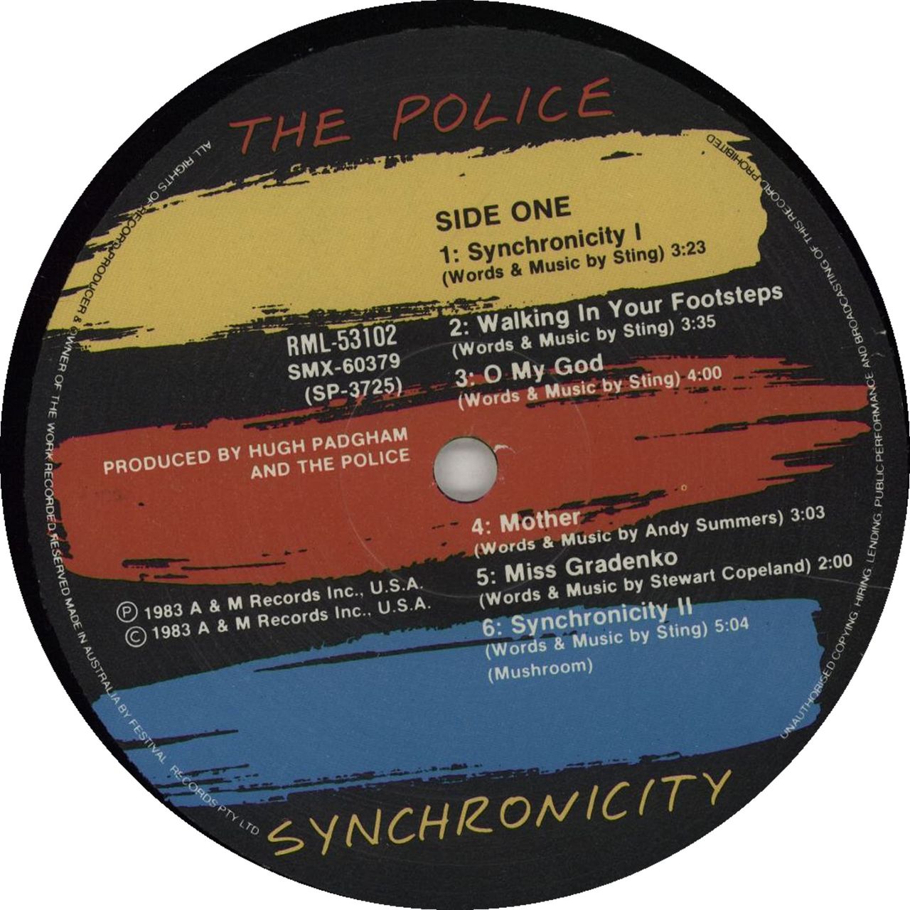 The Police Synchronicity Australian Vinyl LP