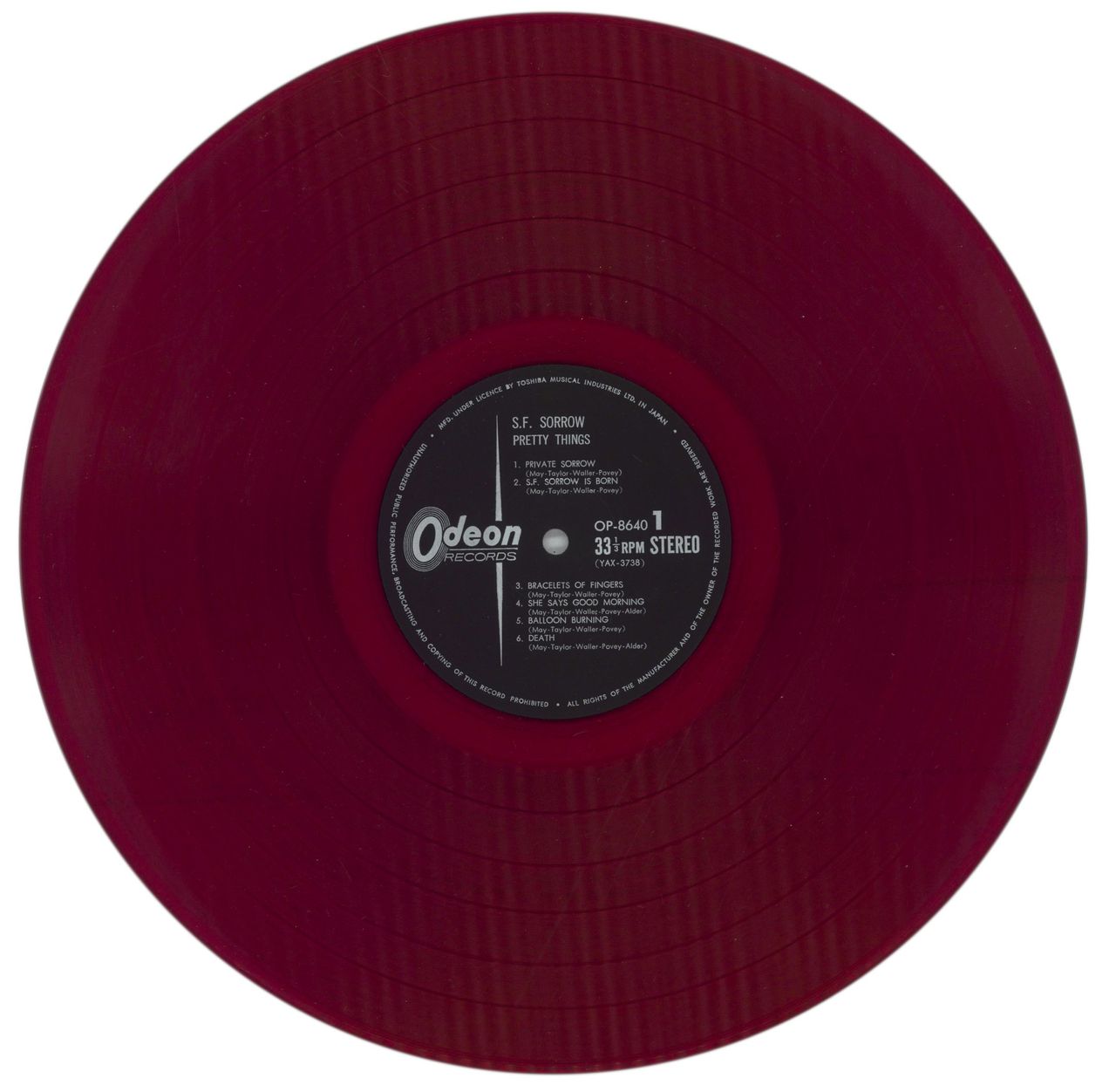 The Pretty Things S.F. Sorrow - Red Vinyl Japanese Vinyl LP
