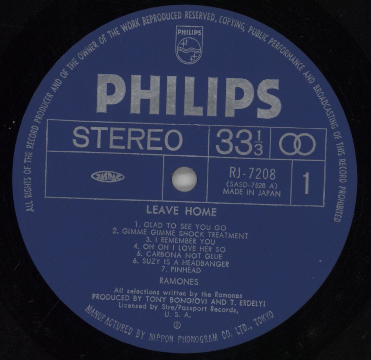 The Ramones Leave Home Japanese Vinyl LP