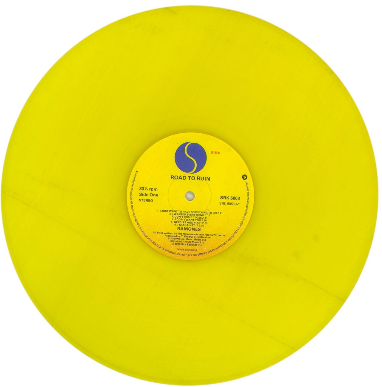 The Ramones Road To Ruin - Yellow Vinyl - VG UK Vinyl LP
