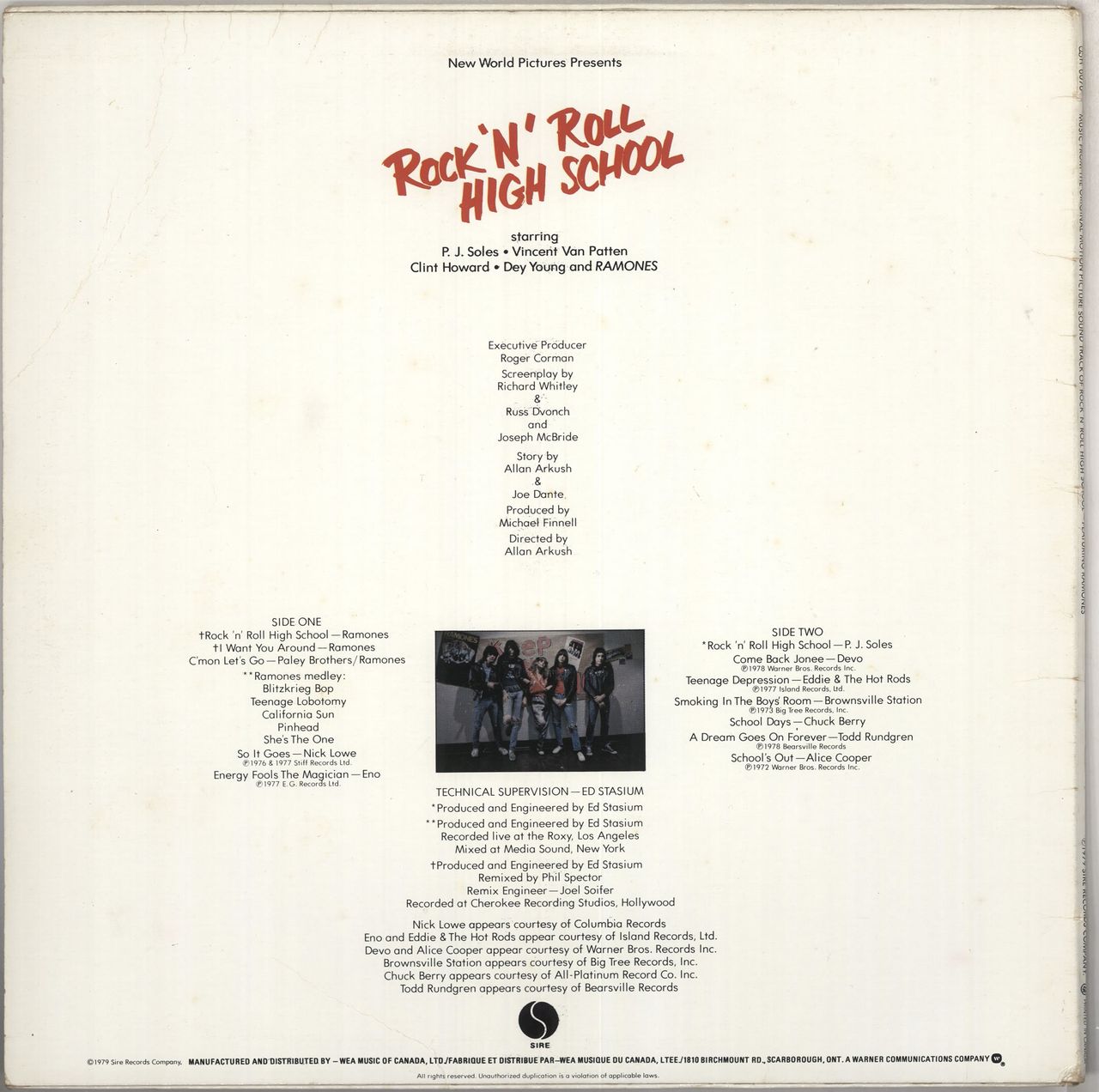 The Ramones Rock 'N' Roll High School - EX Canadian Vinyl LP