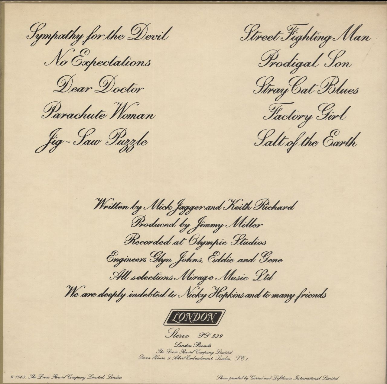 The Rolling Stones Beggars Banquet + Flexi Japanese Promo Vinyl LP