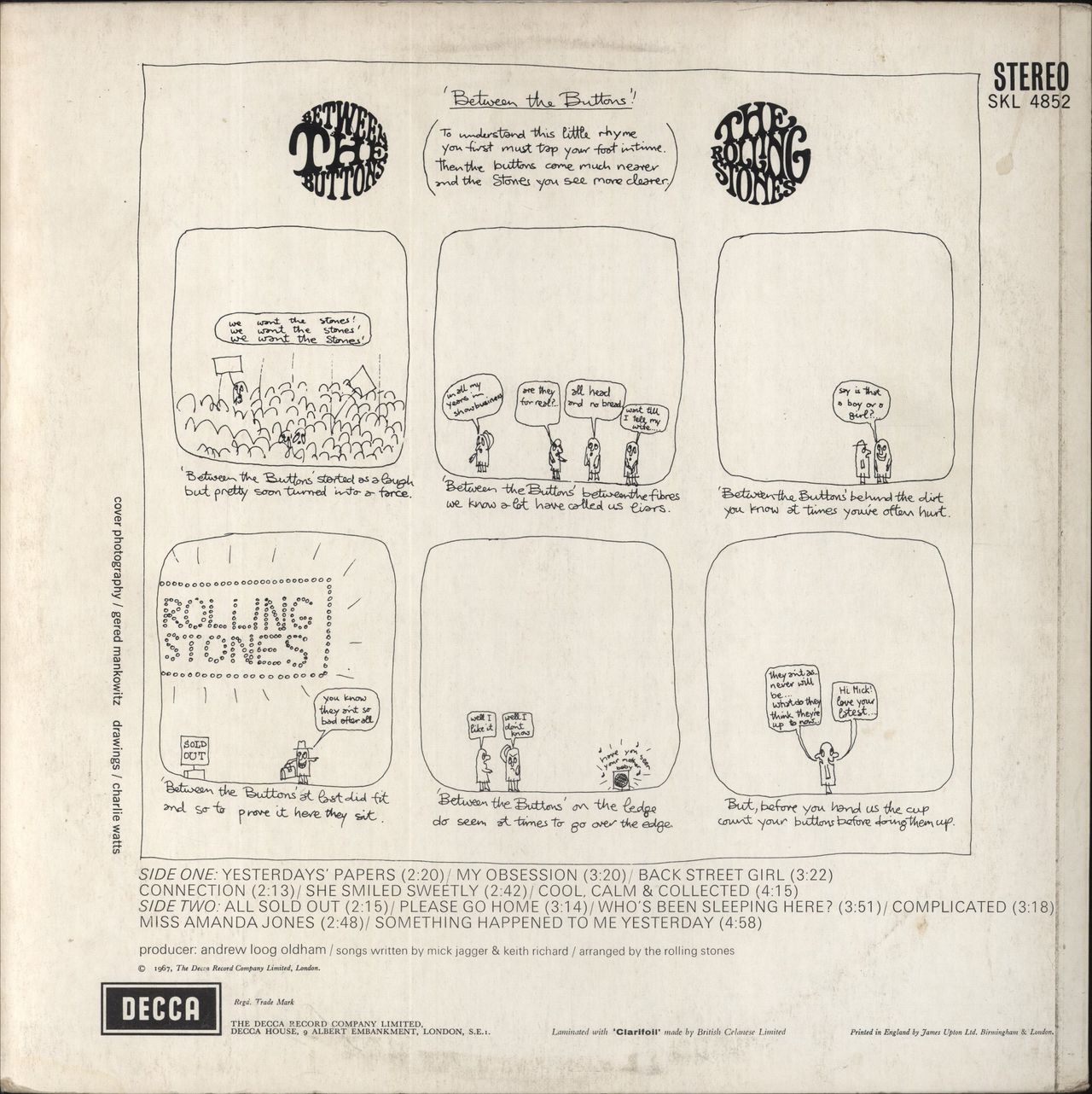 The Rolling Stones Between The Buttons - 3rd - VG+ UK Vinyl LP