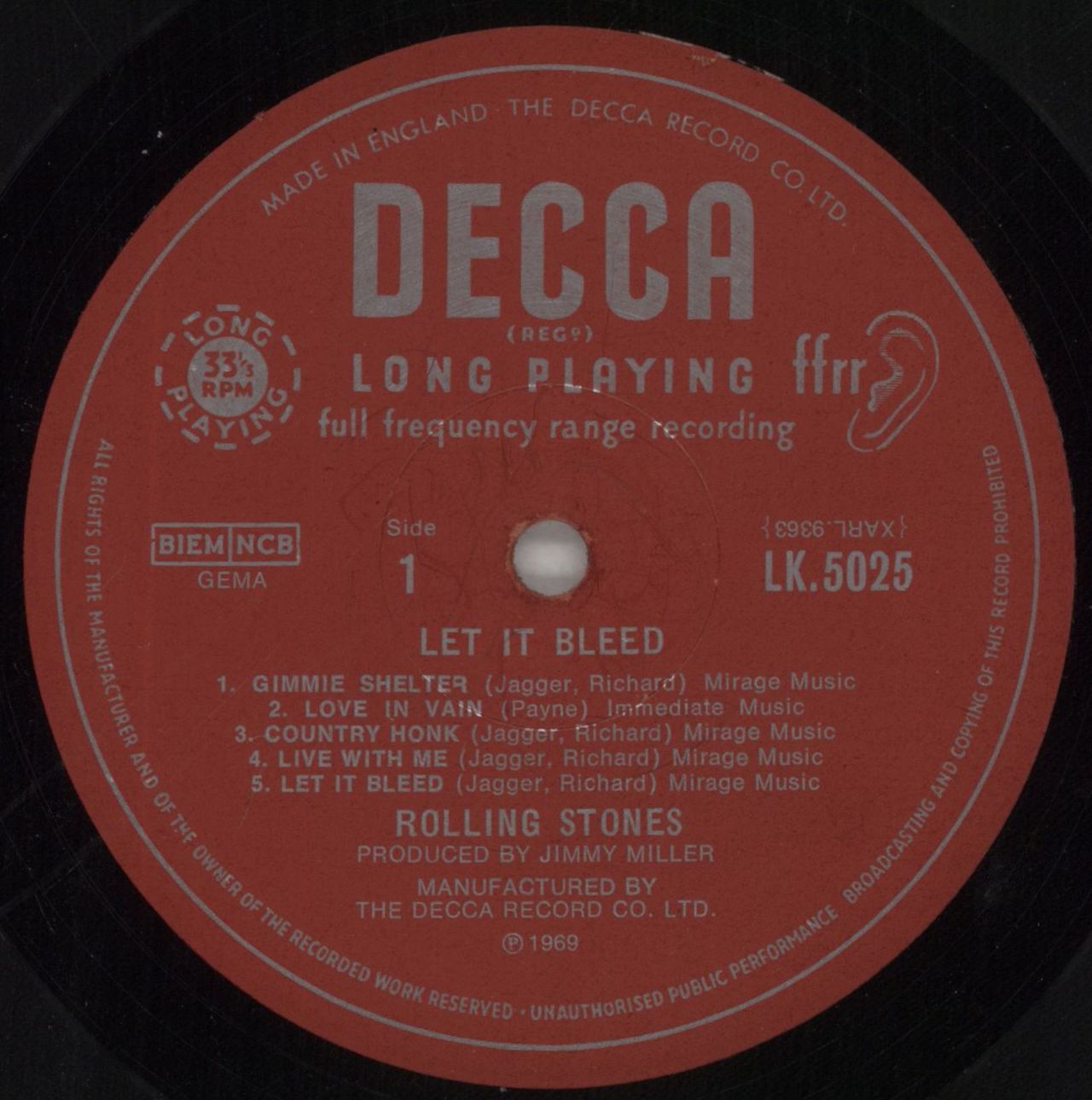 The Rolling Stones Let It Bleed - 1st - 3rd Label Design UK Vinyl LP