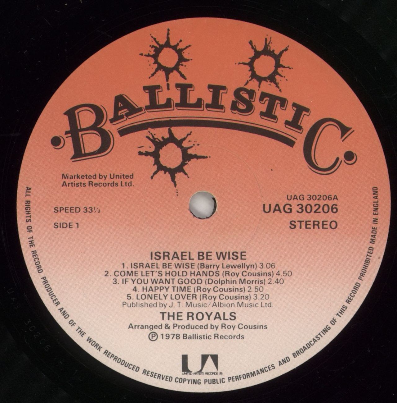 The Royals Israel Be Wise UK Vinyl LP