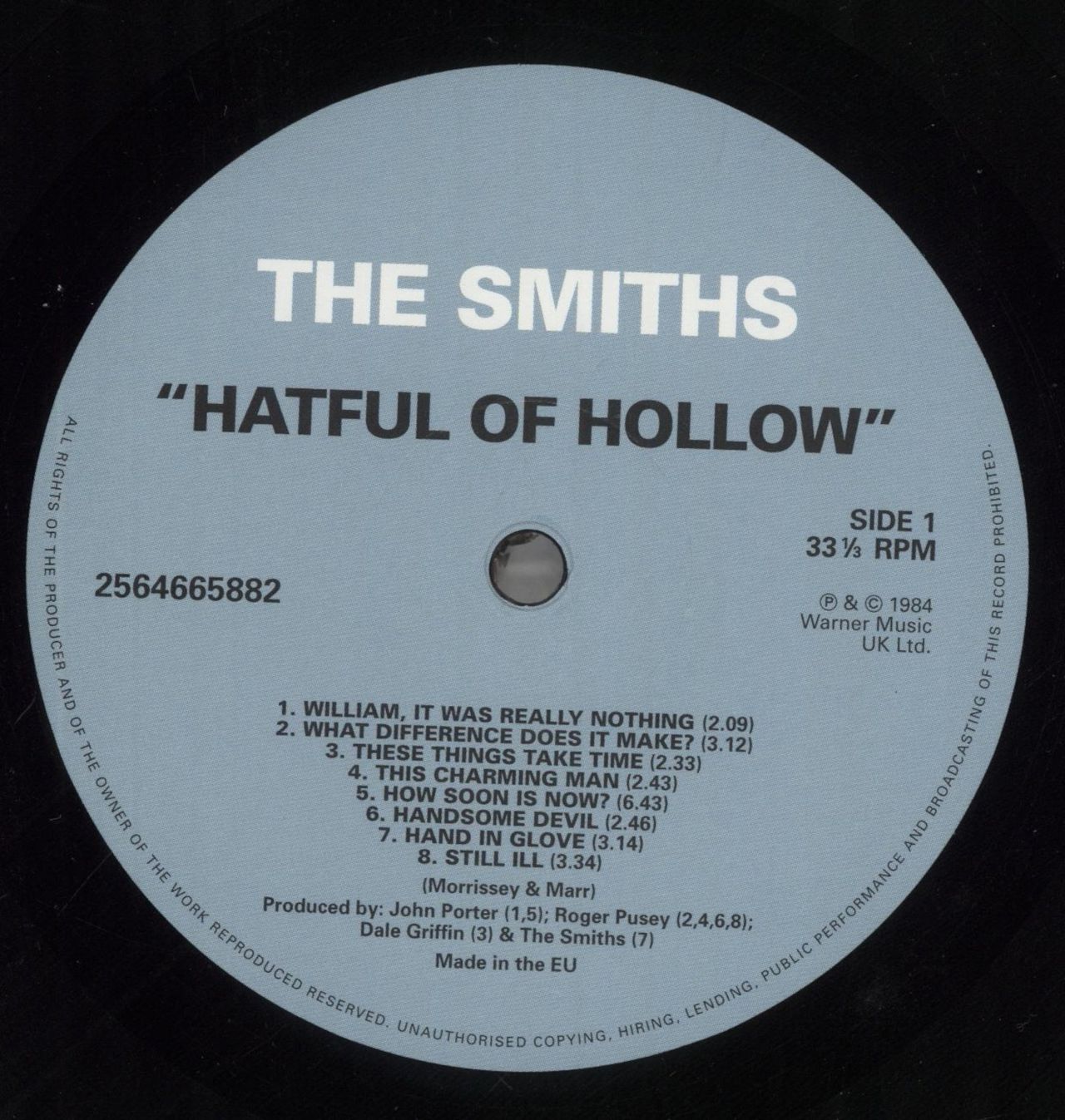 The Smiths Hatful Of Hollow + Hype Sticker UK Vinyl LP