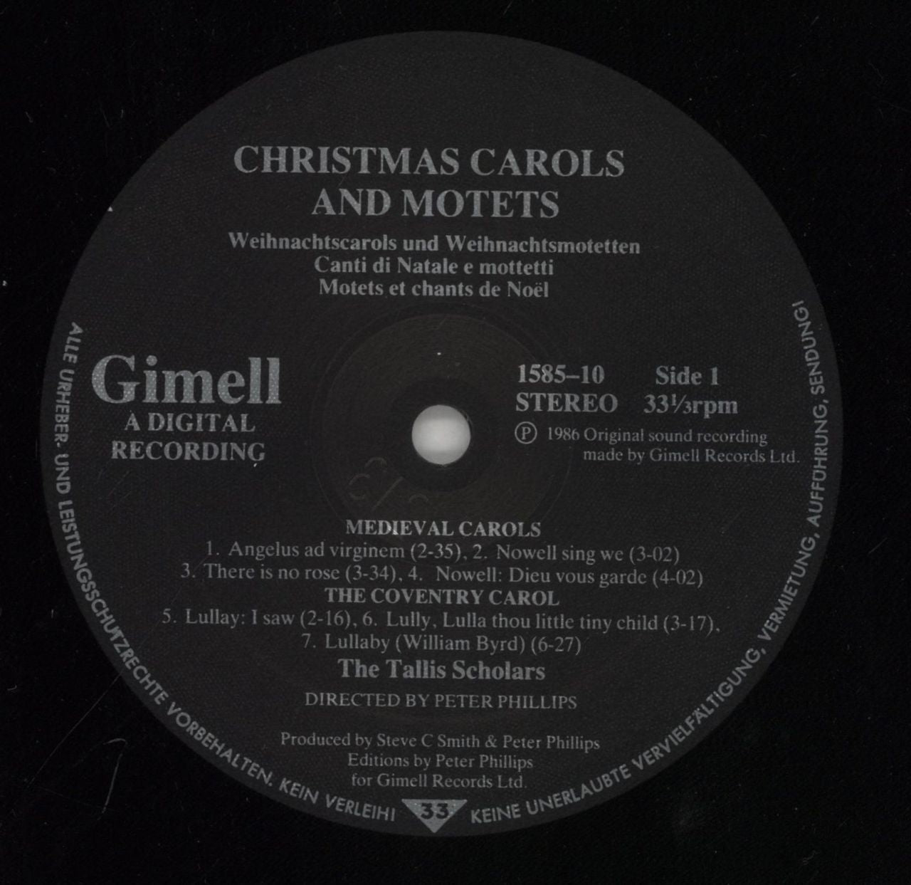 The Tallis Scholars Christmas Carols And Motets UK Vinyl LP
