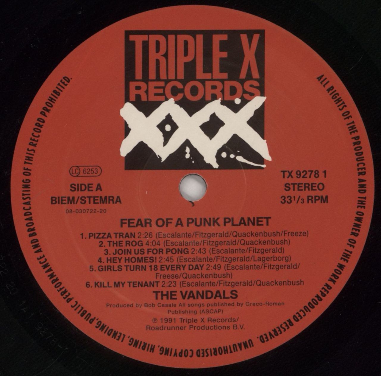 The Vandals Fear Of A Punk Planet UK Vinyl LP