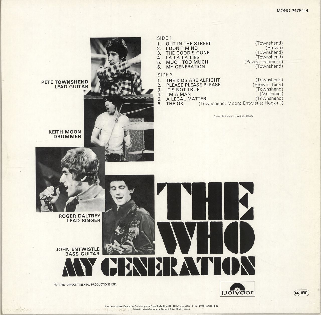 The Who My Generation German Vinyl LP