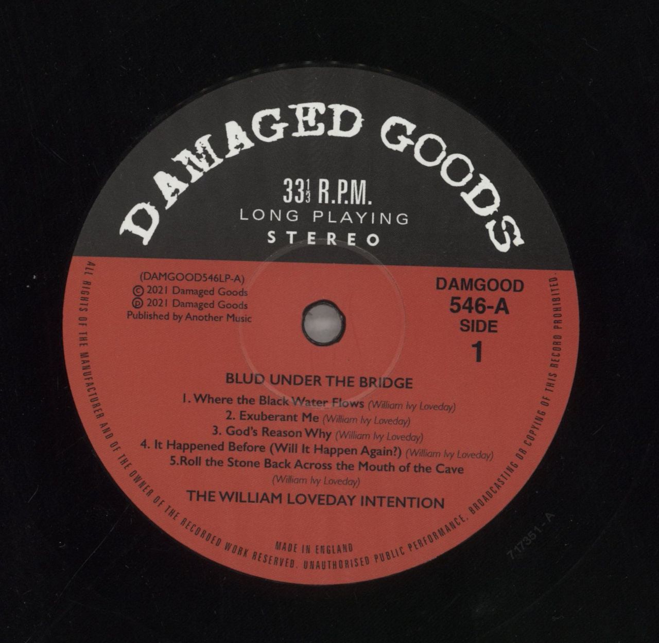 The William Loveday Intention Blud Under The Bridge UK Vinyl LP