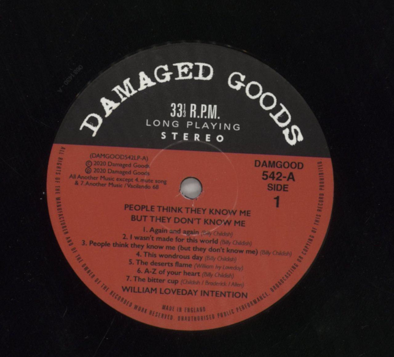 The William Loveday Intention People Think They Know Me ... ... But They Don’t Know Me UK Vinyl LP