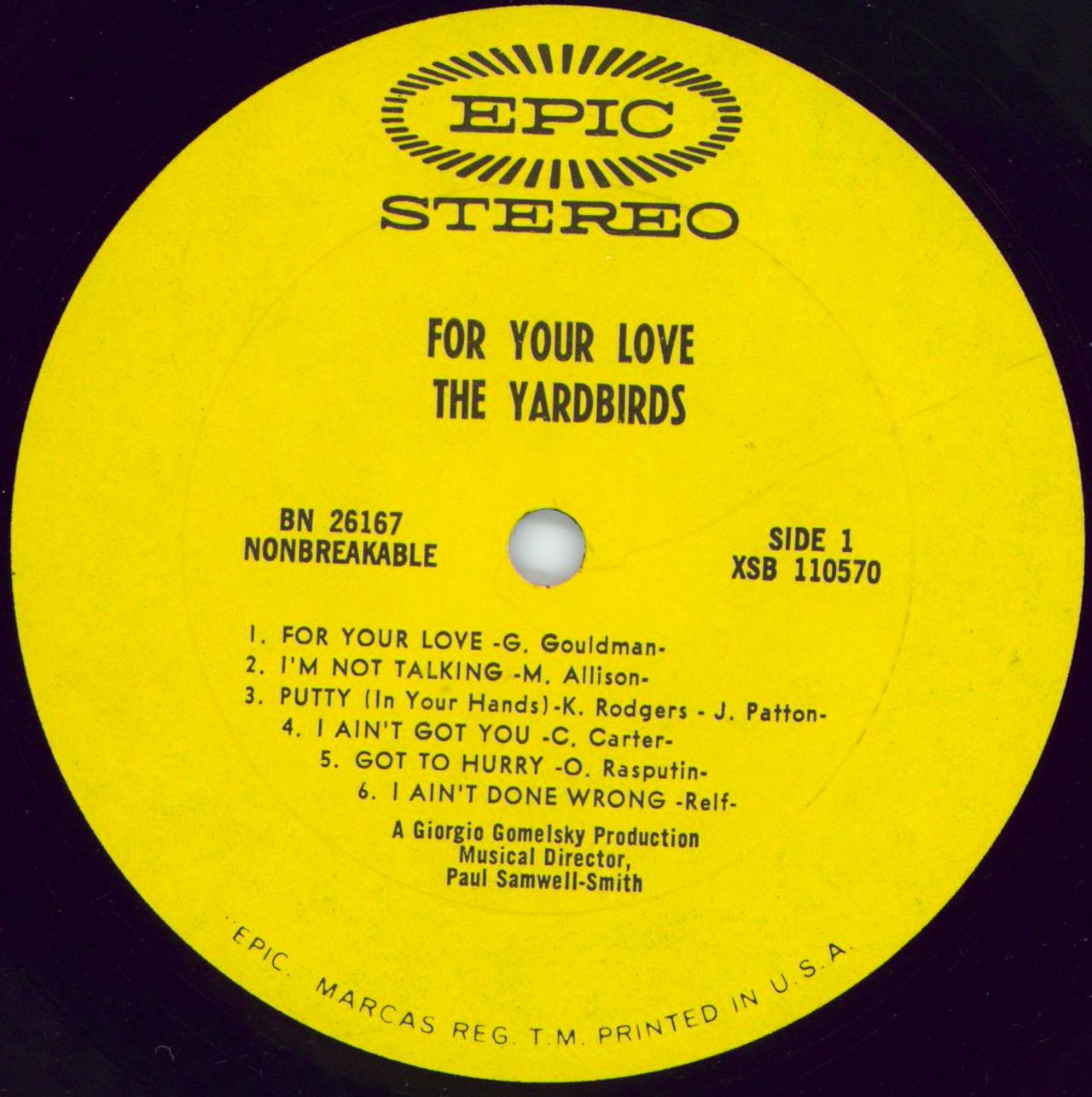 The Yardbirds For Your Love - 1st - VG/EX US Vinyl LP