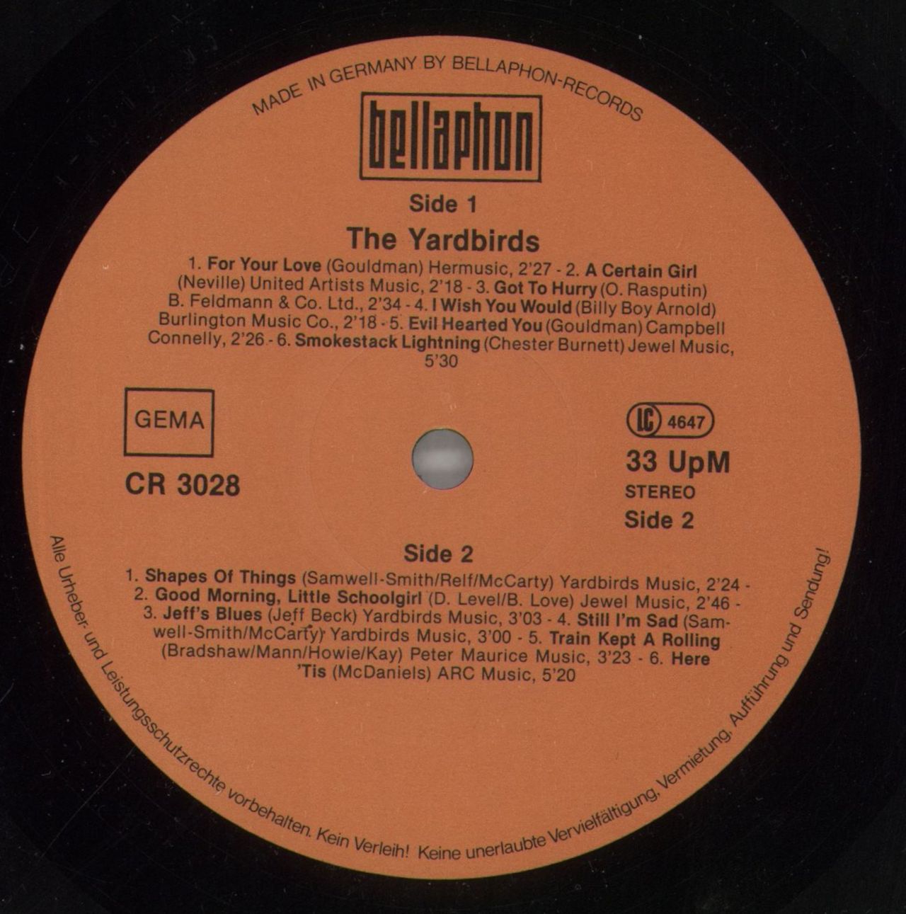 The Yardbirds The Yardbirds German Vinyl LP