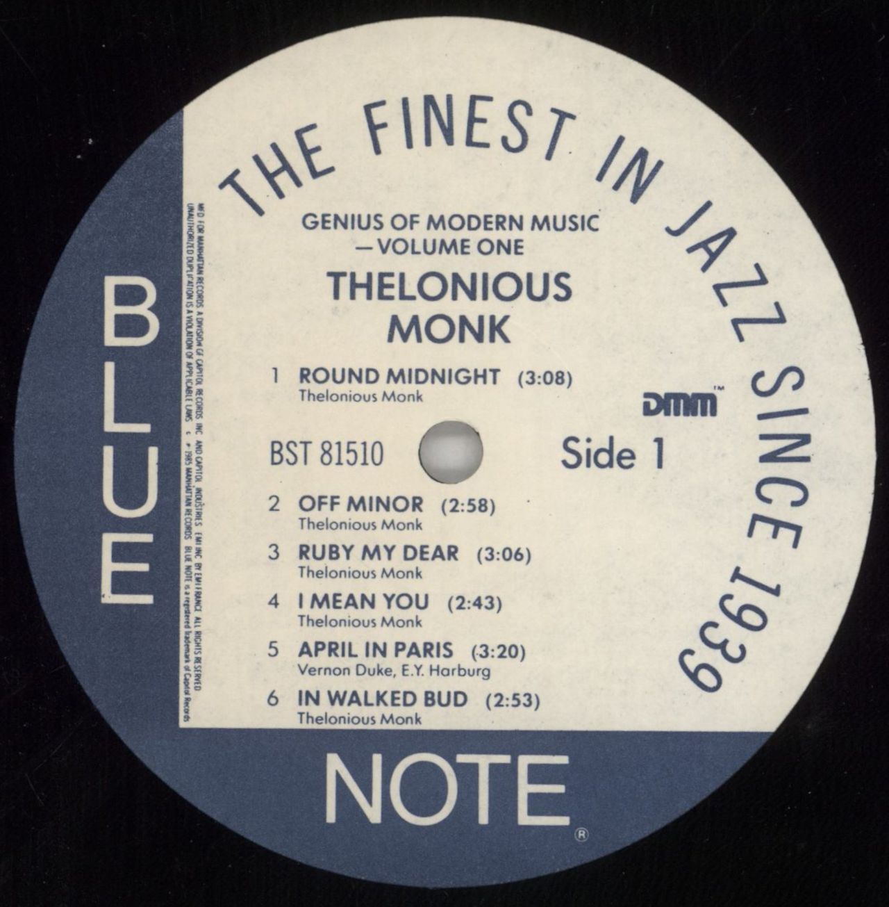 Thelonious Monk Genius Of Modern Music Volume One French Vinyl LP