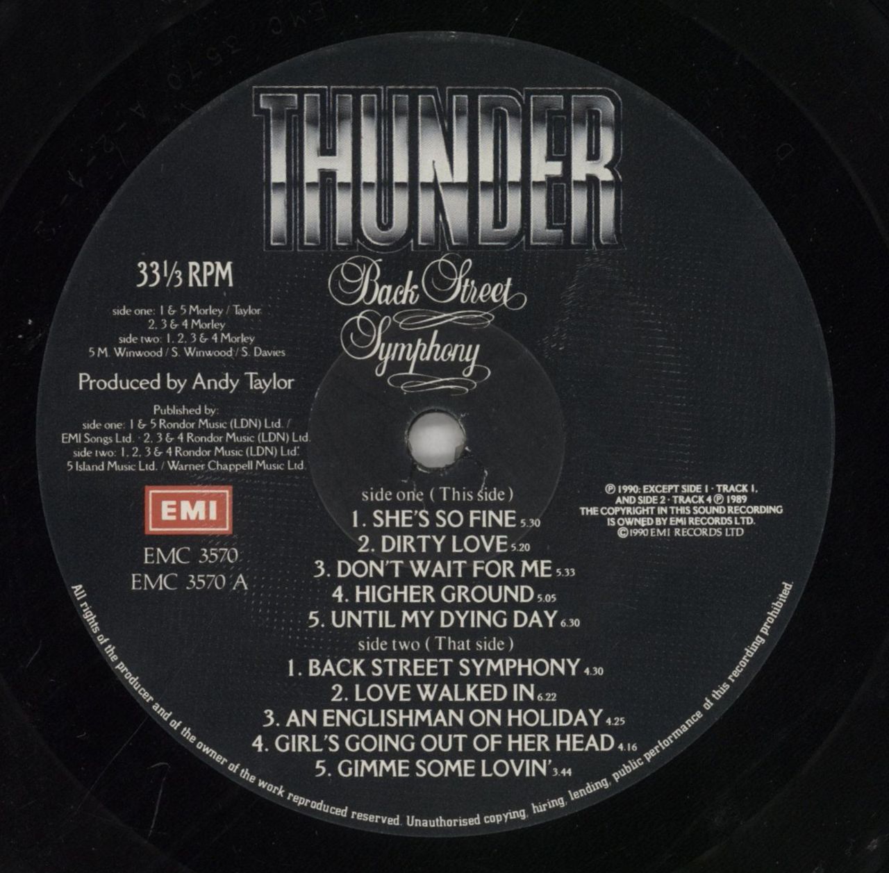 Thunder Backstreet Symphony - VG UK Vinyl LP