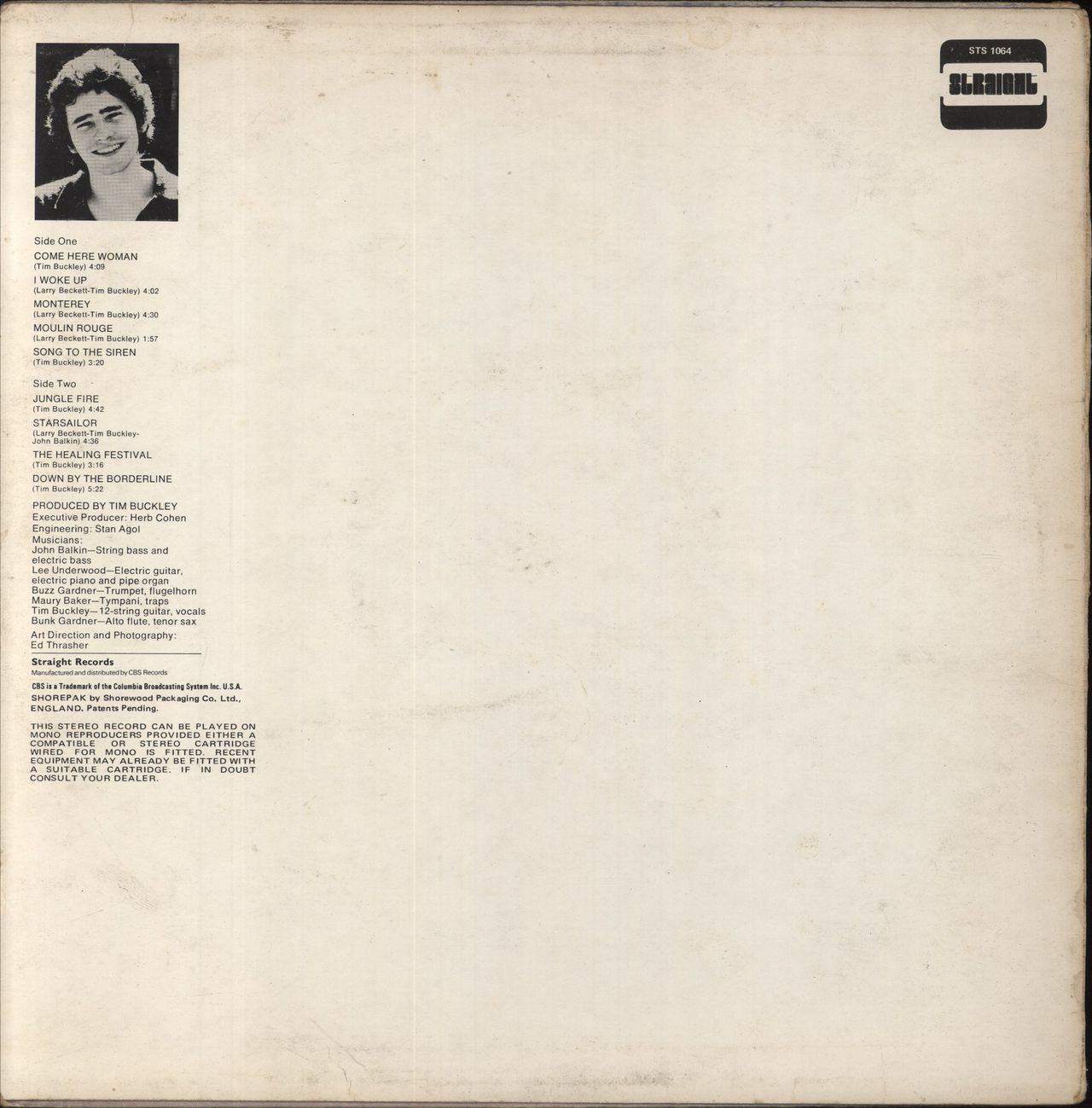 Tim Buckley Starsailor - VG UK Vinyl LP
